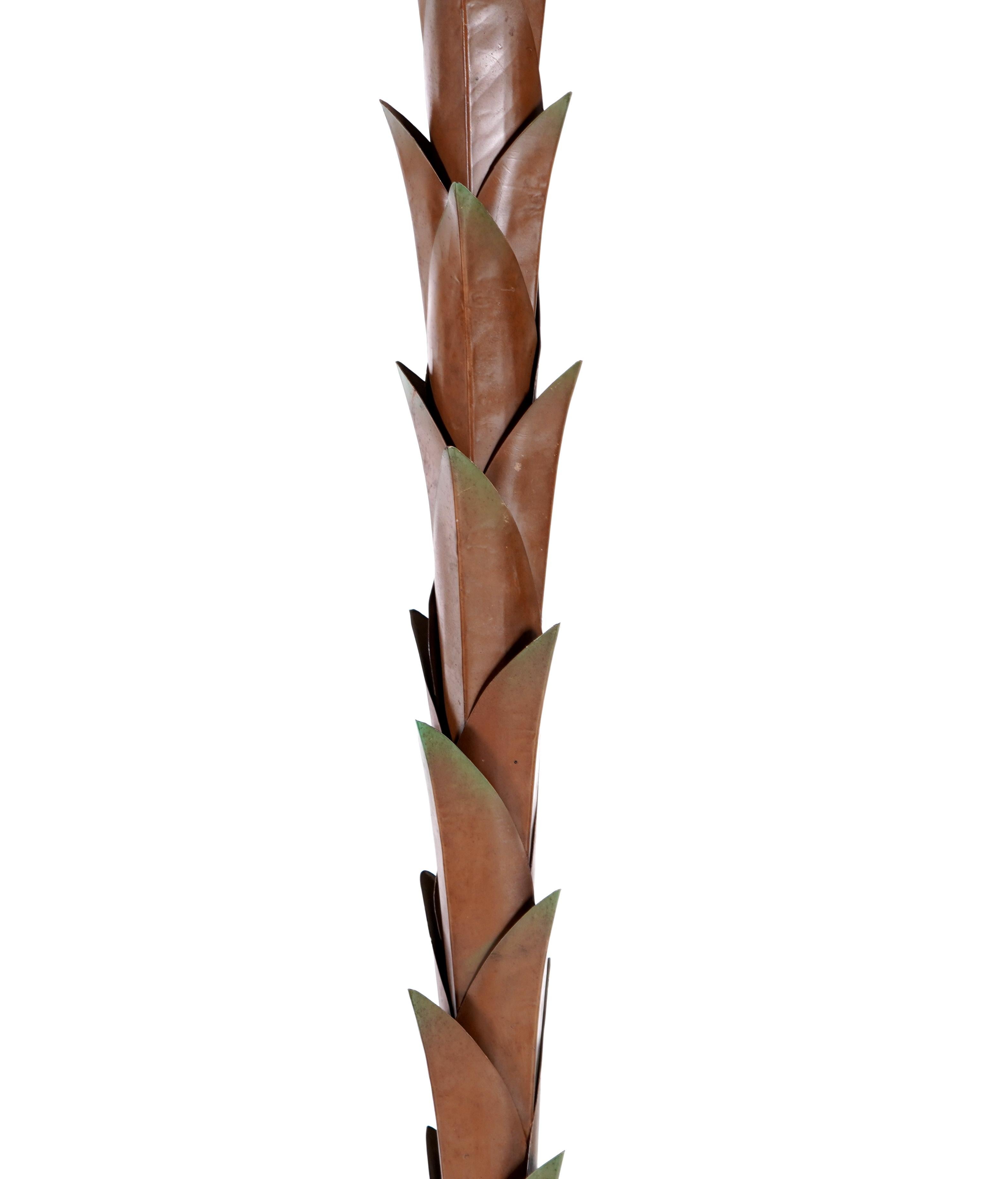 Mid-20th Century Incredible Large Pair Of Tole and Copper Palm Trees