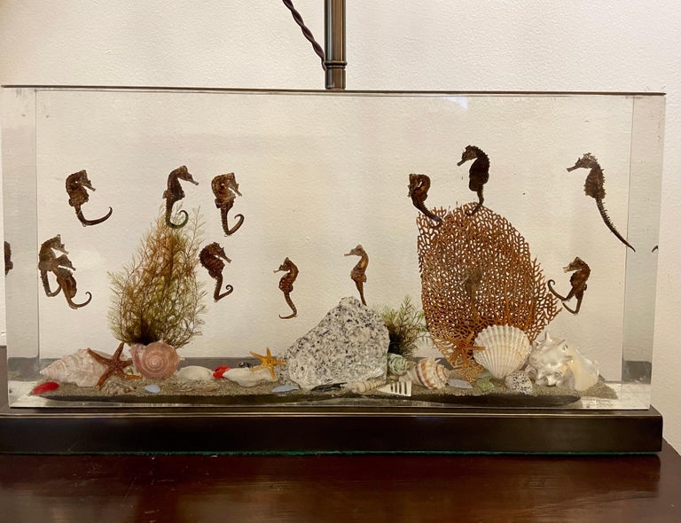 Incredible Large Vintage Resin Aquarium Table Lamp For Sale at 1stDibs