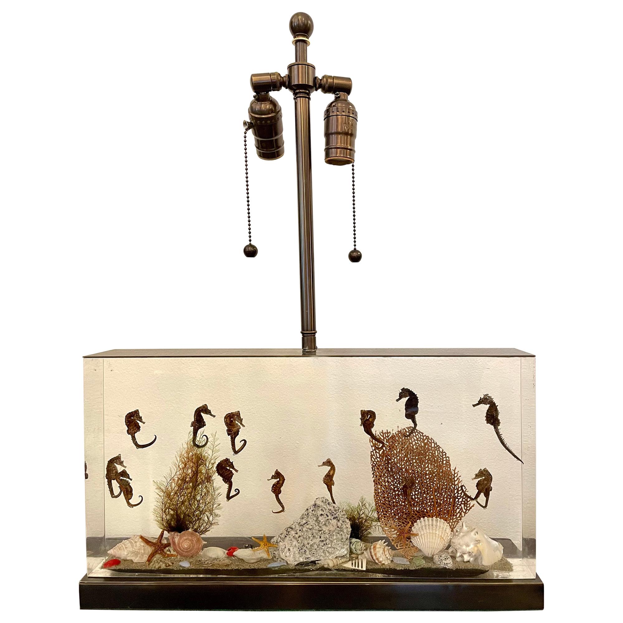 Incredible Large Vintage Resin Aquarium Table Lamp