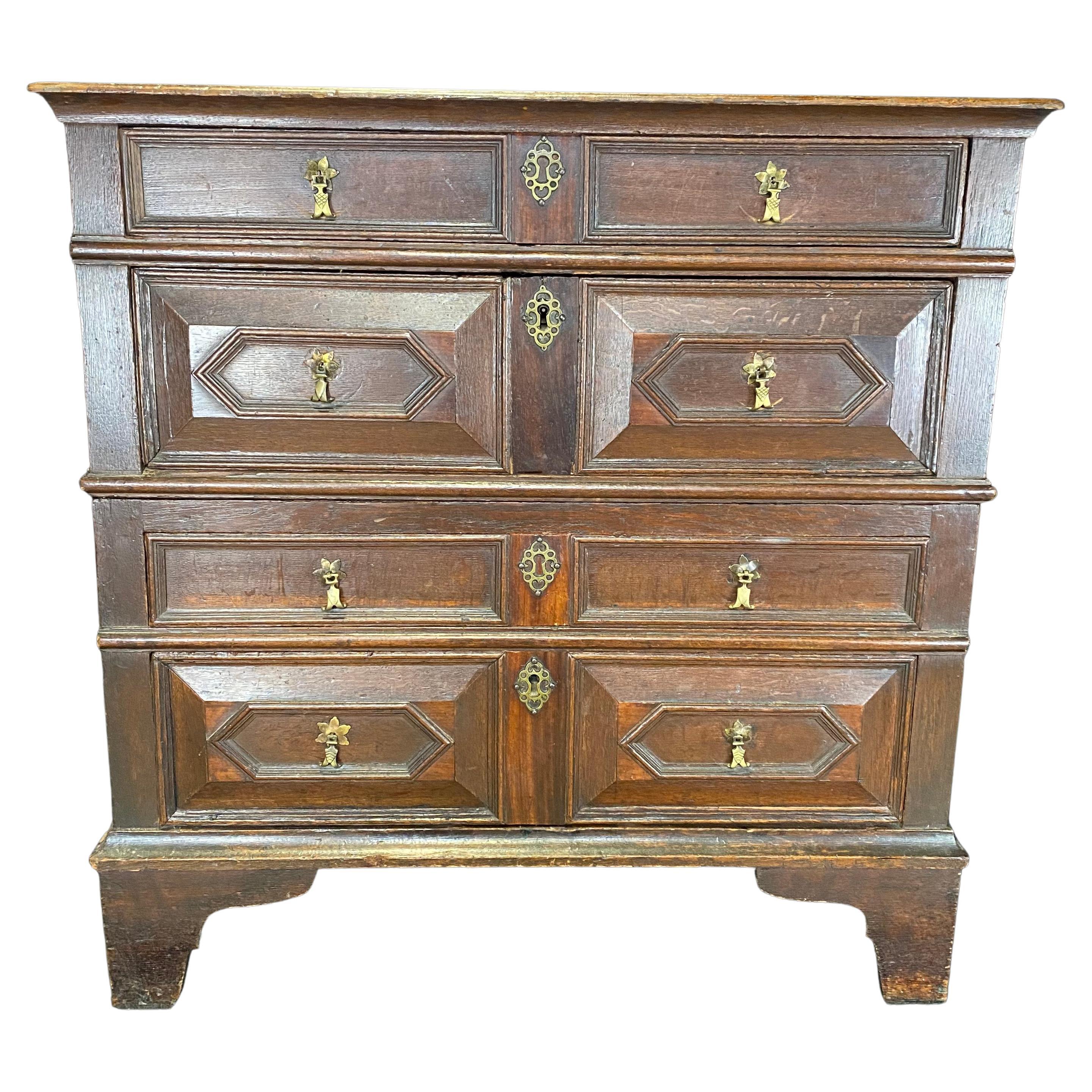 Incredible Late 17th Century British Oak Charles II Chest of Drawers Dresser For Sale