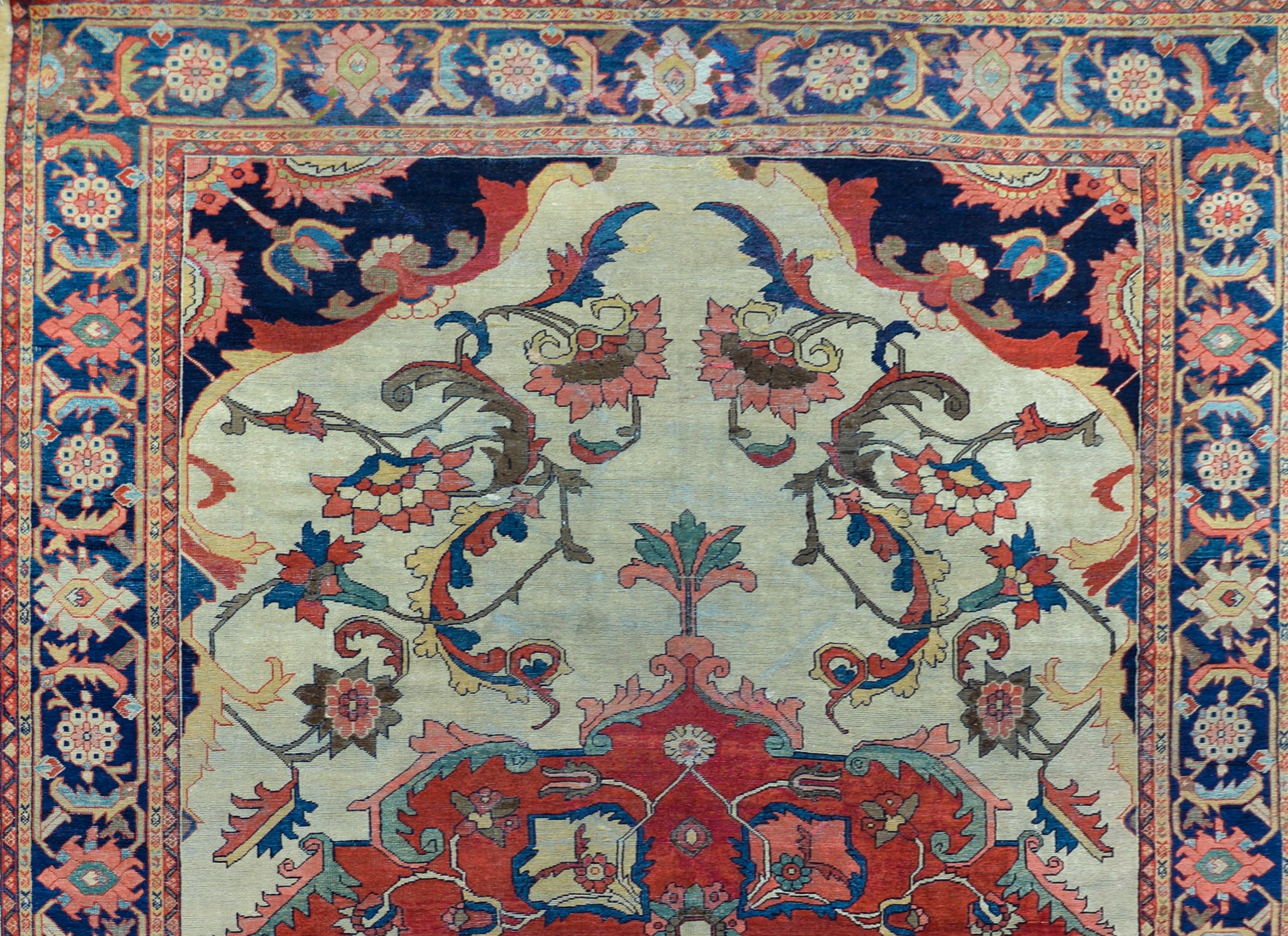 Wool Incredible Late 19th Century Persian Sultanabad Rug For Sale