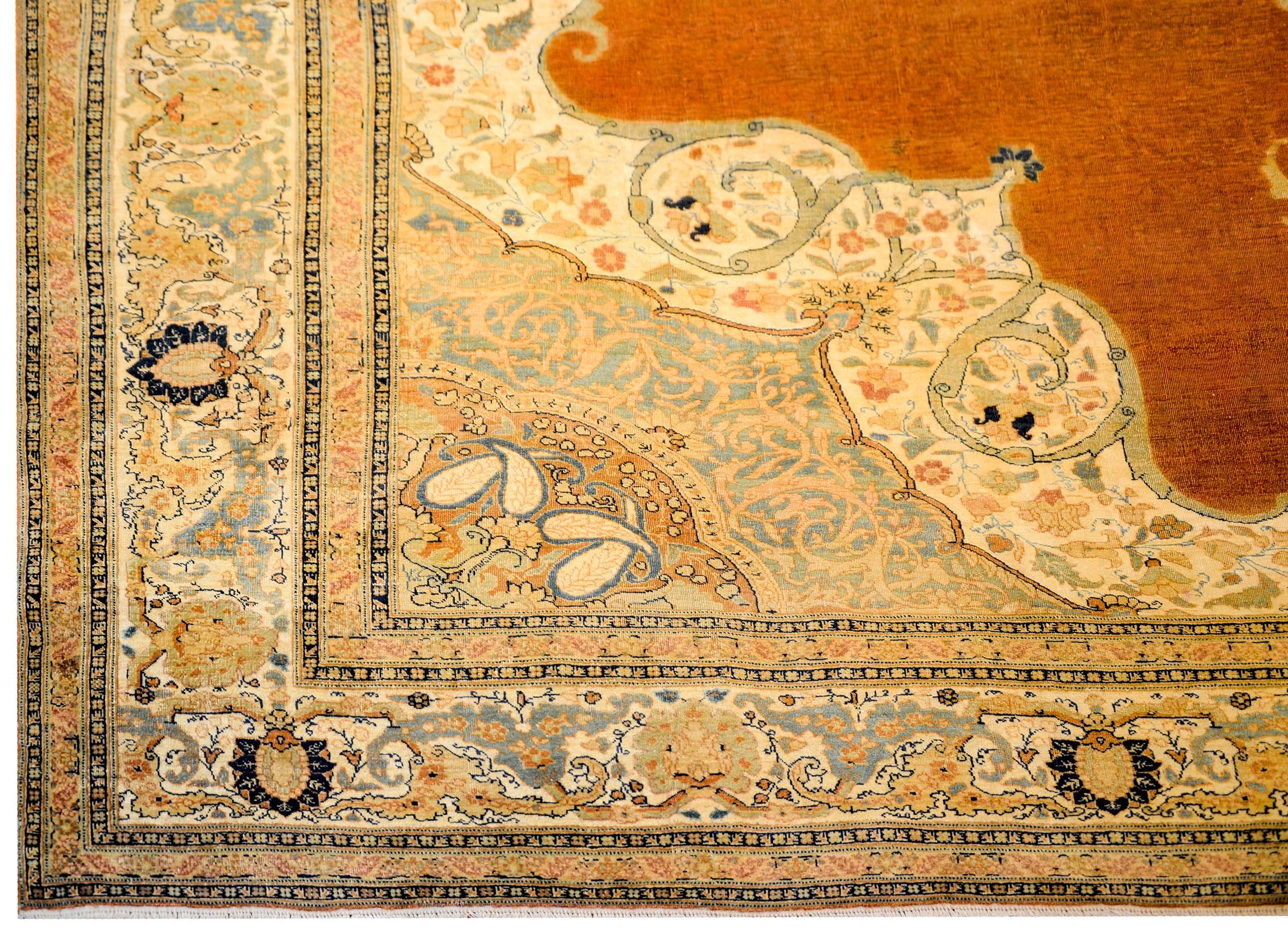 Incredible Late 19th Century Tabriz Haji Jalili Rug In Good Condition For Sale In Chicago, IL