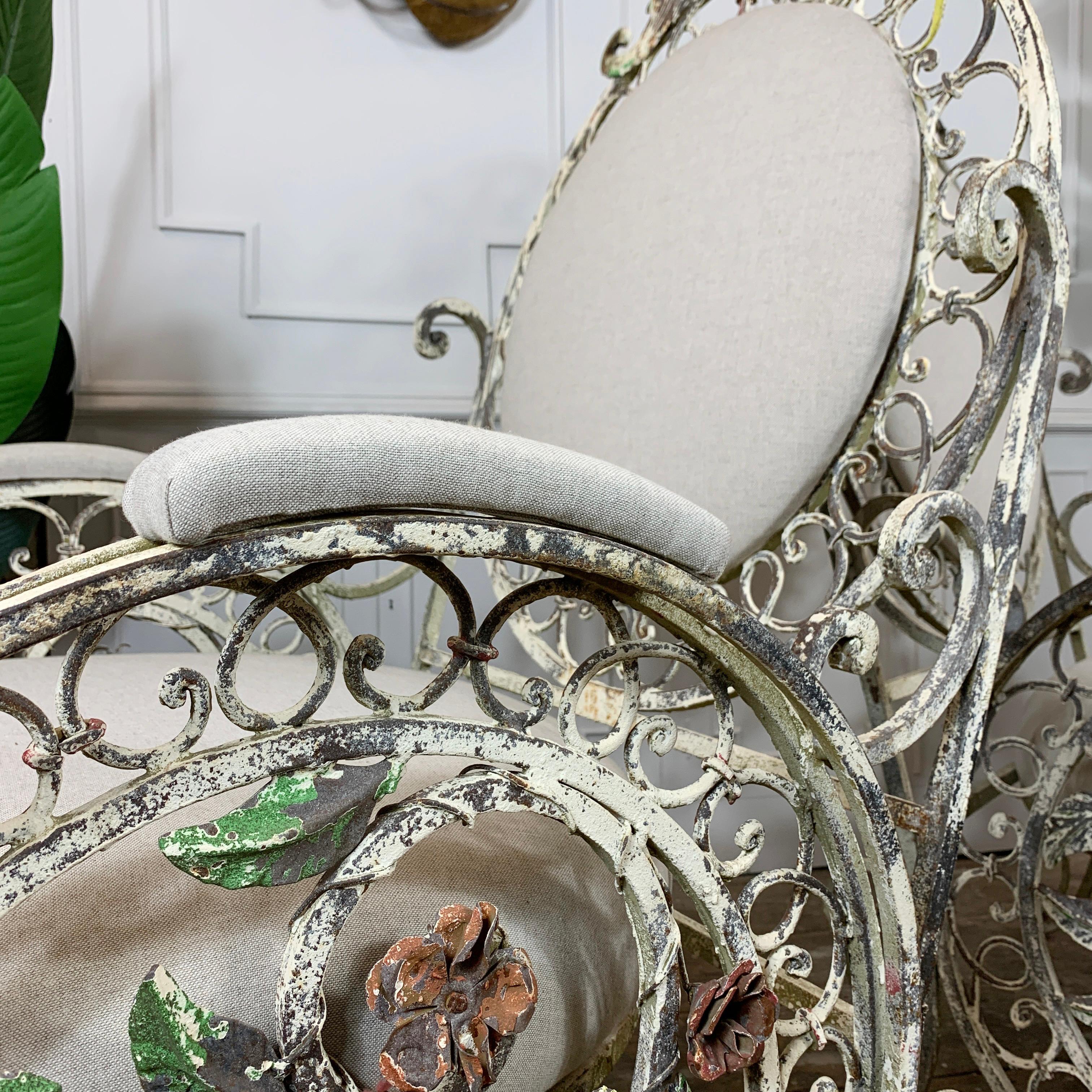 Late 19th Century White Wrought Iron French Chairs For Sale 5