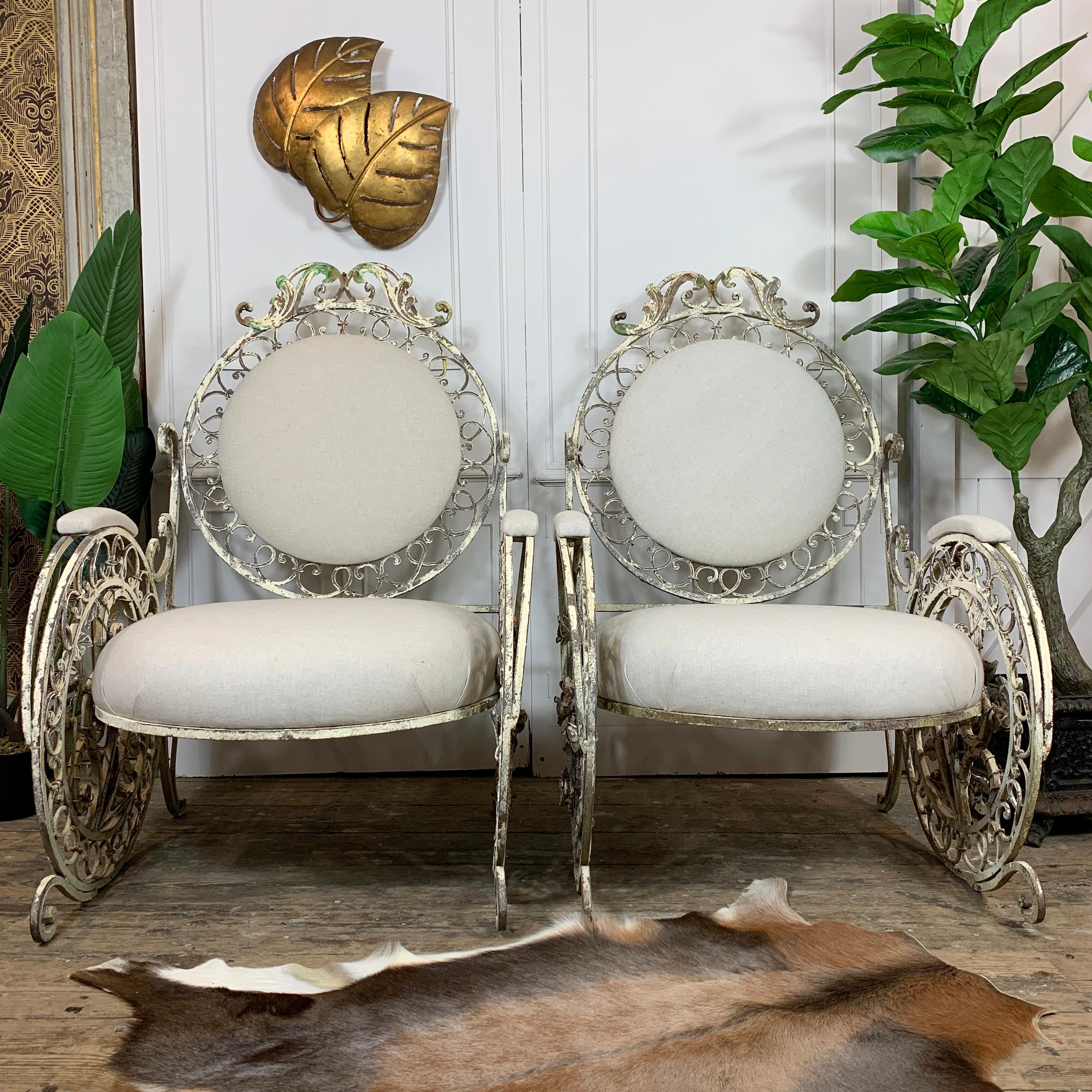 Late 19th Century White Wrought Iron French Chairs For Sale 6