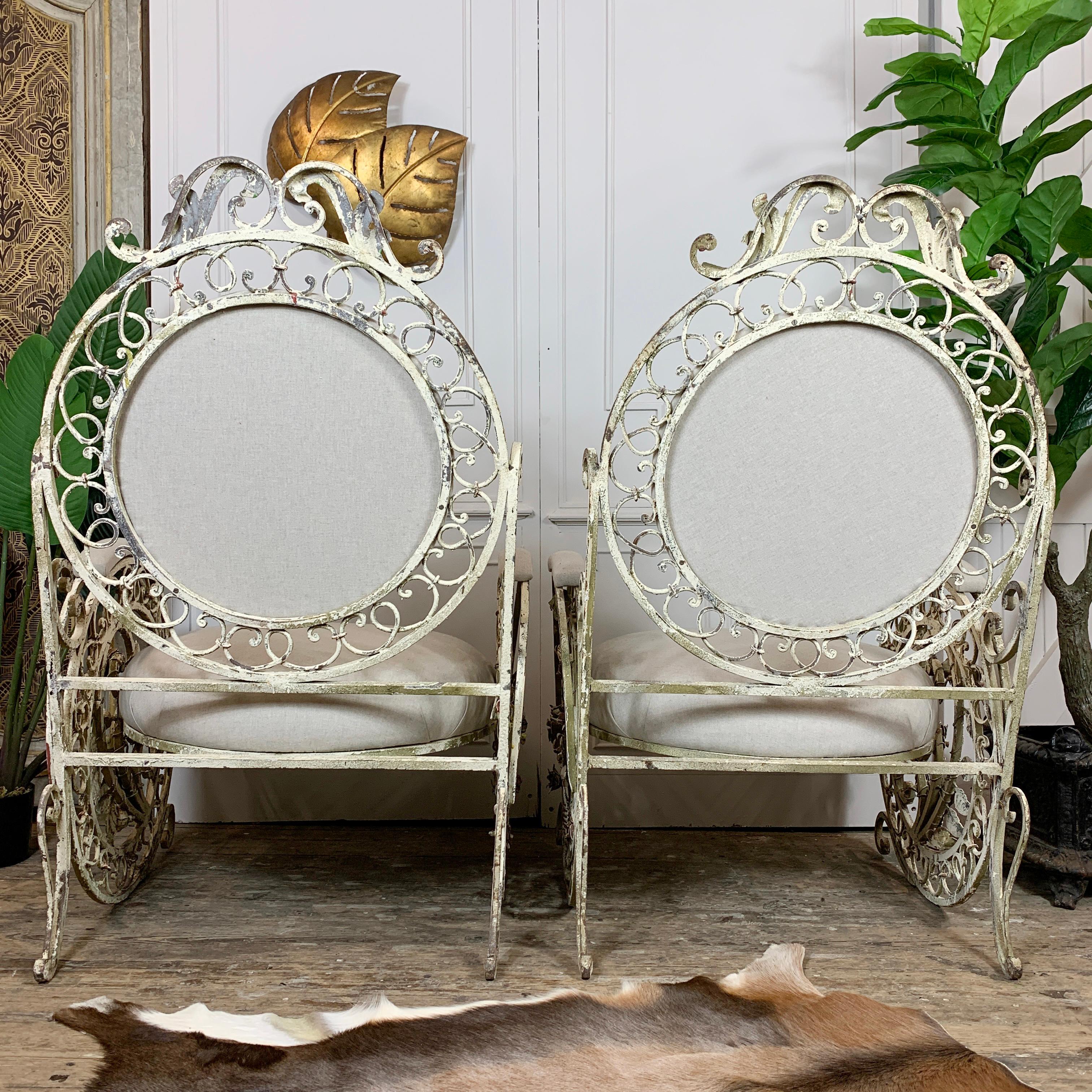 Late 19th Century White Wrought Iron French Chairs For Sale 7