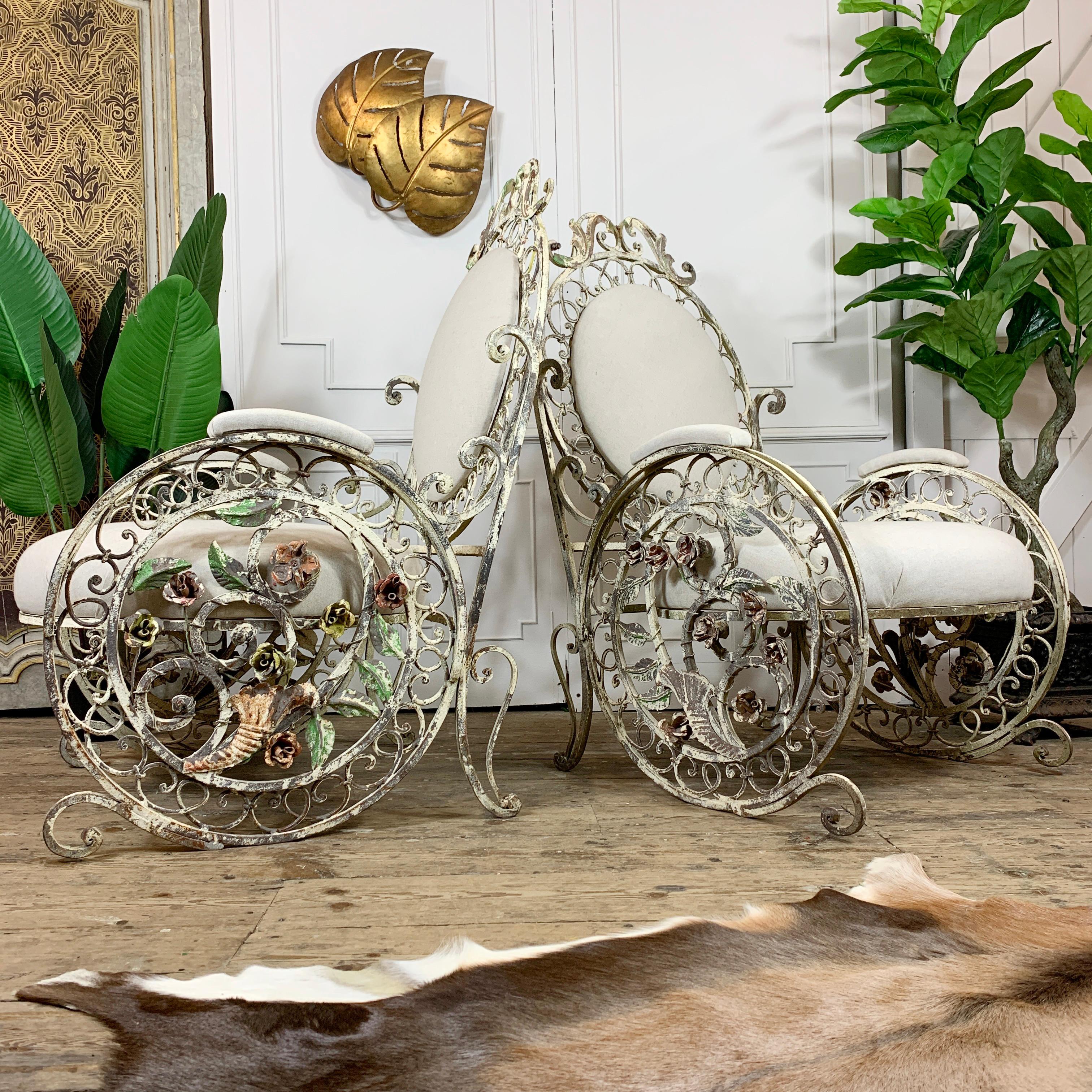 Late 19th Century White Wrought Iron French Chairs For Sale 3
