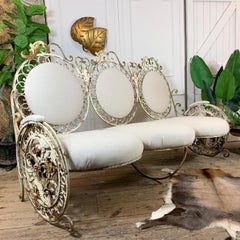 Late 19th Century White Wrought Iron French Settee
