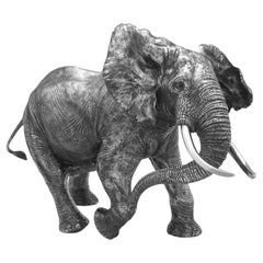 Incredible limited edition 12.5kg solid silver model of an African Bull Elephant