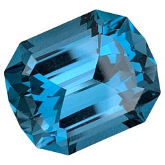 Incroyable collier de topaze bleue à facettes de Londres 19,70 carats, pierre précieuse