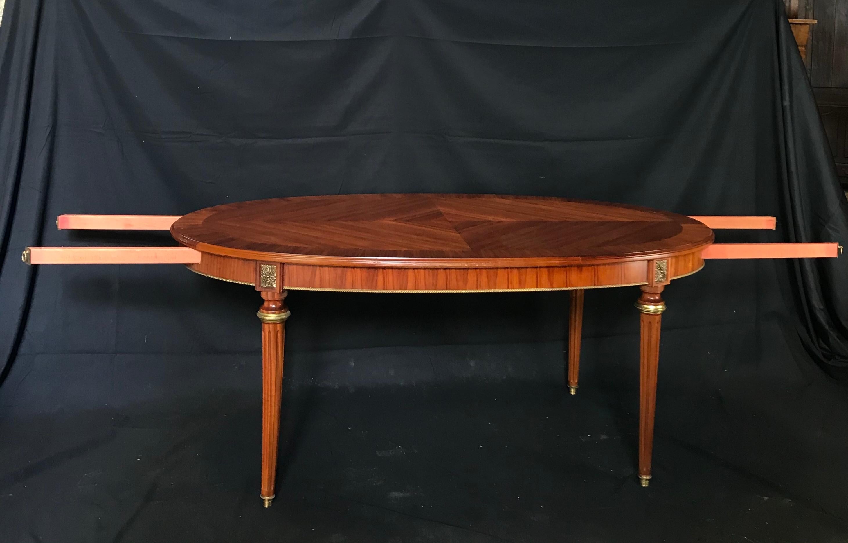 Incredible Louis XVI Style Oval Fruitwood Dining Table with Two Leaves 7