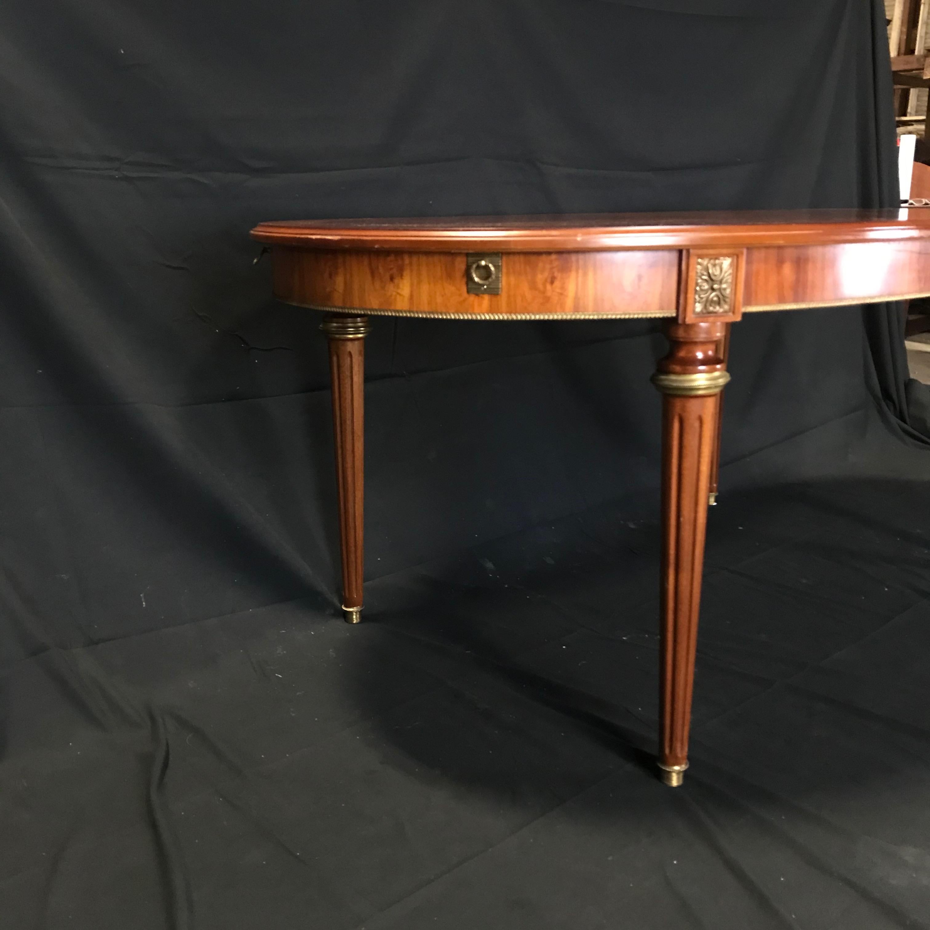 French Incredible Louis XVI Style Oval Fruitwood Dining Table with Two Leaves