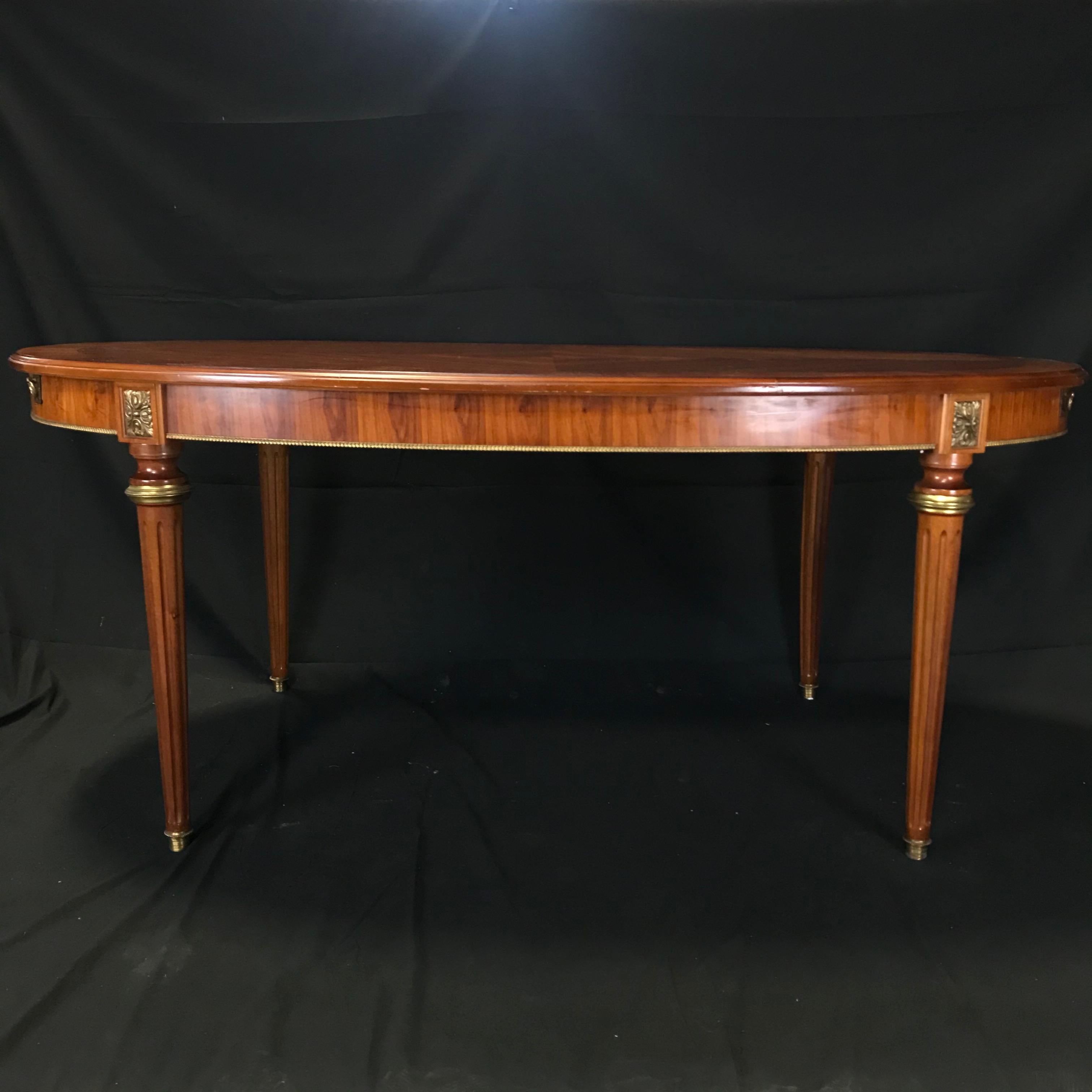 Incredible Louis XVI Style Oval Fruitwood Dining Table with Two Leaves In Excellent Condition In Hopewell, NJ