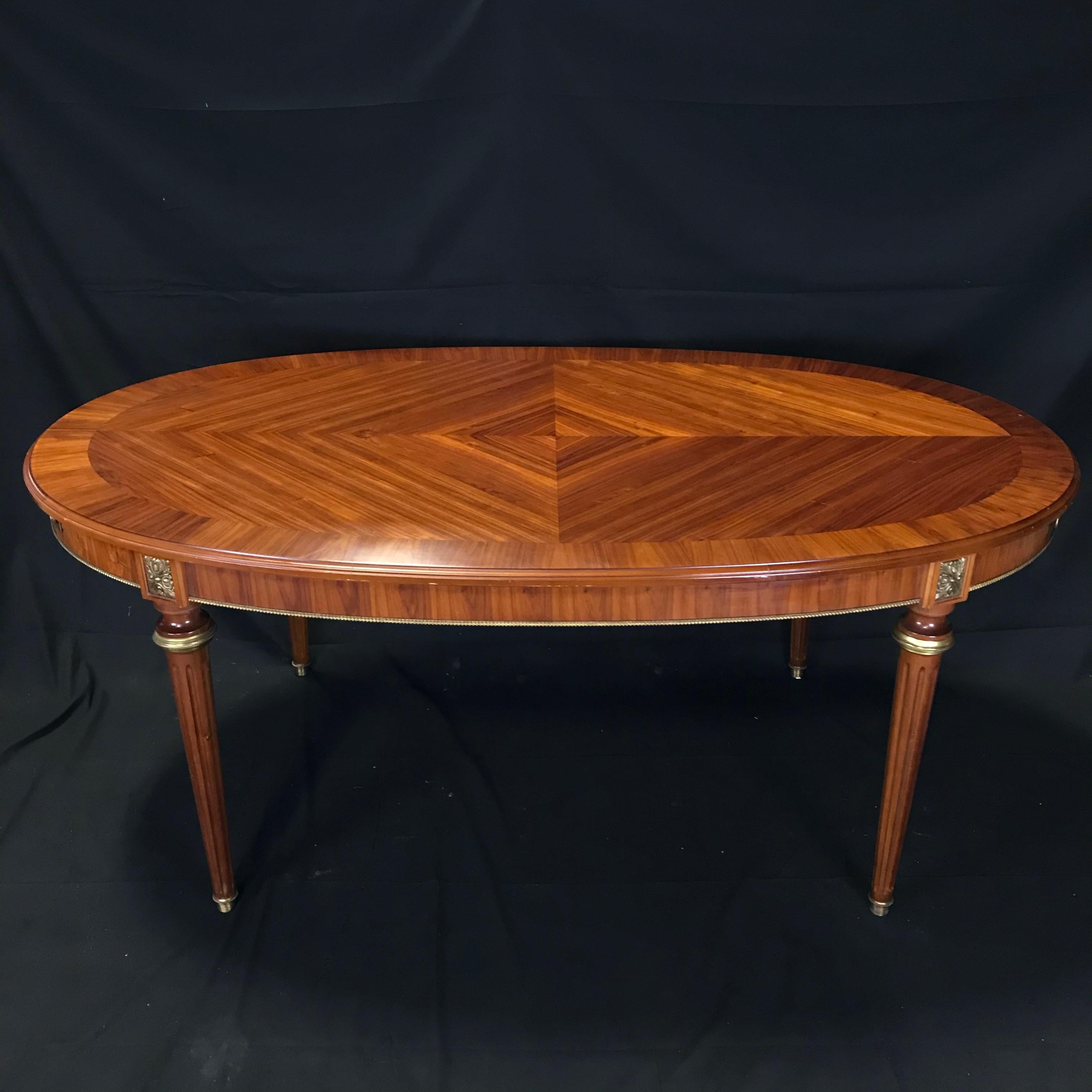 Mid-19th Century Incredible Louis XVI Style Oval Fruitwood Dining Table with Two Leaves