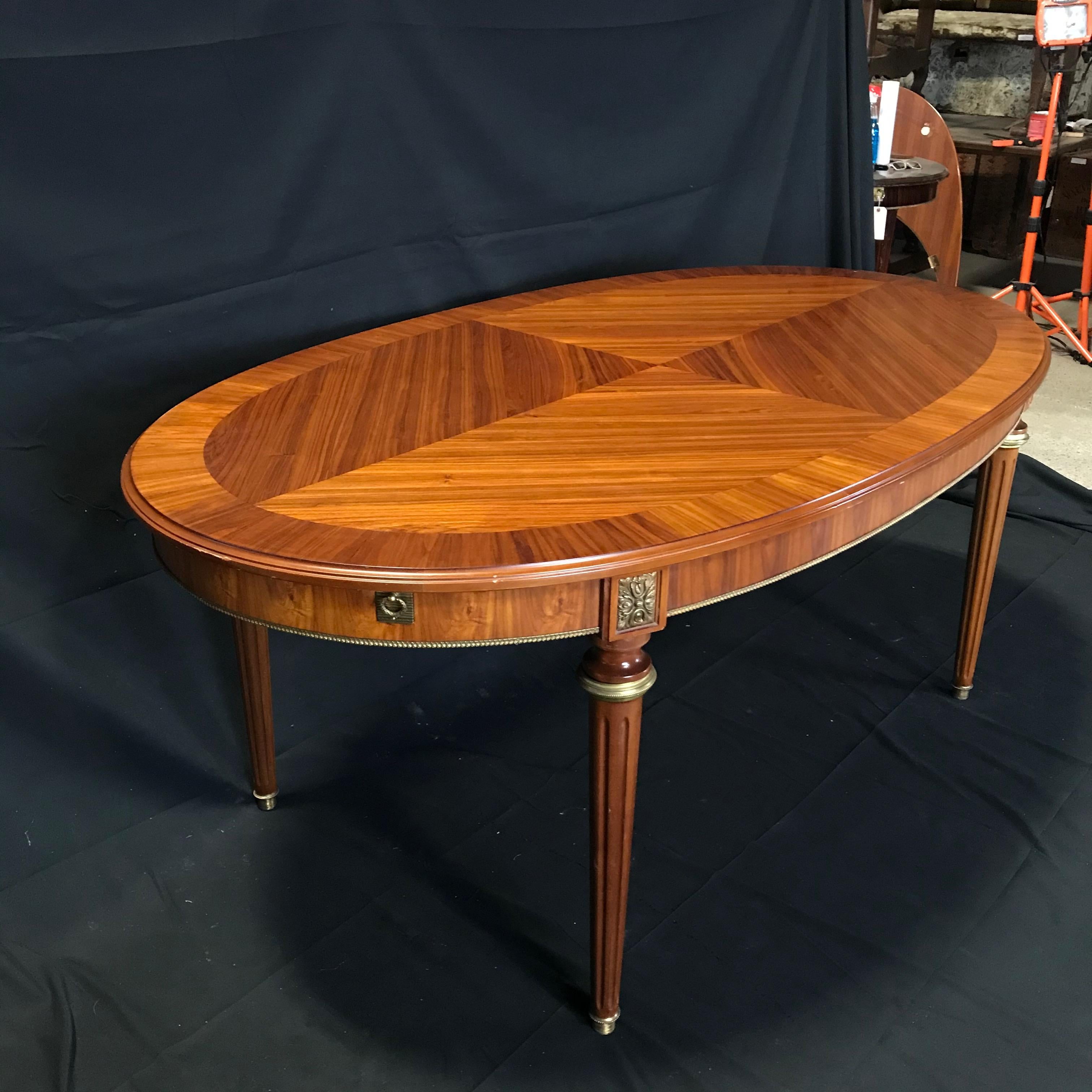 Incredible Louis XVI Style Oval Fruitwood Dining Table with Two Leaves 2