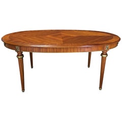Incredible Louis XVI Style Oval Fruitwood Dining Table with Two Leaves
