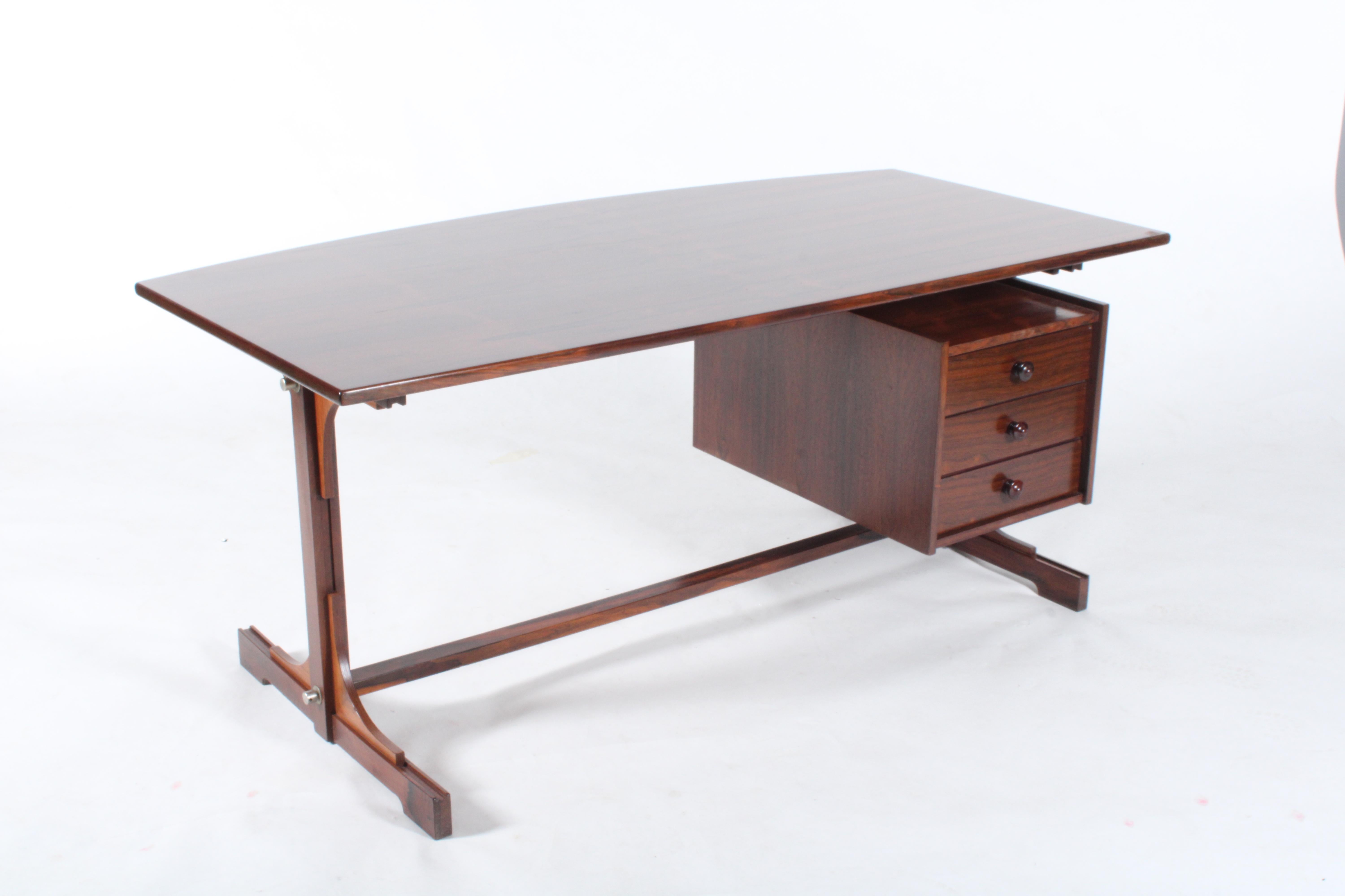 Incredible Mid Century Italian Curved Top Desk By Bernini  For Sale 6
