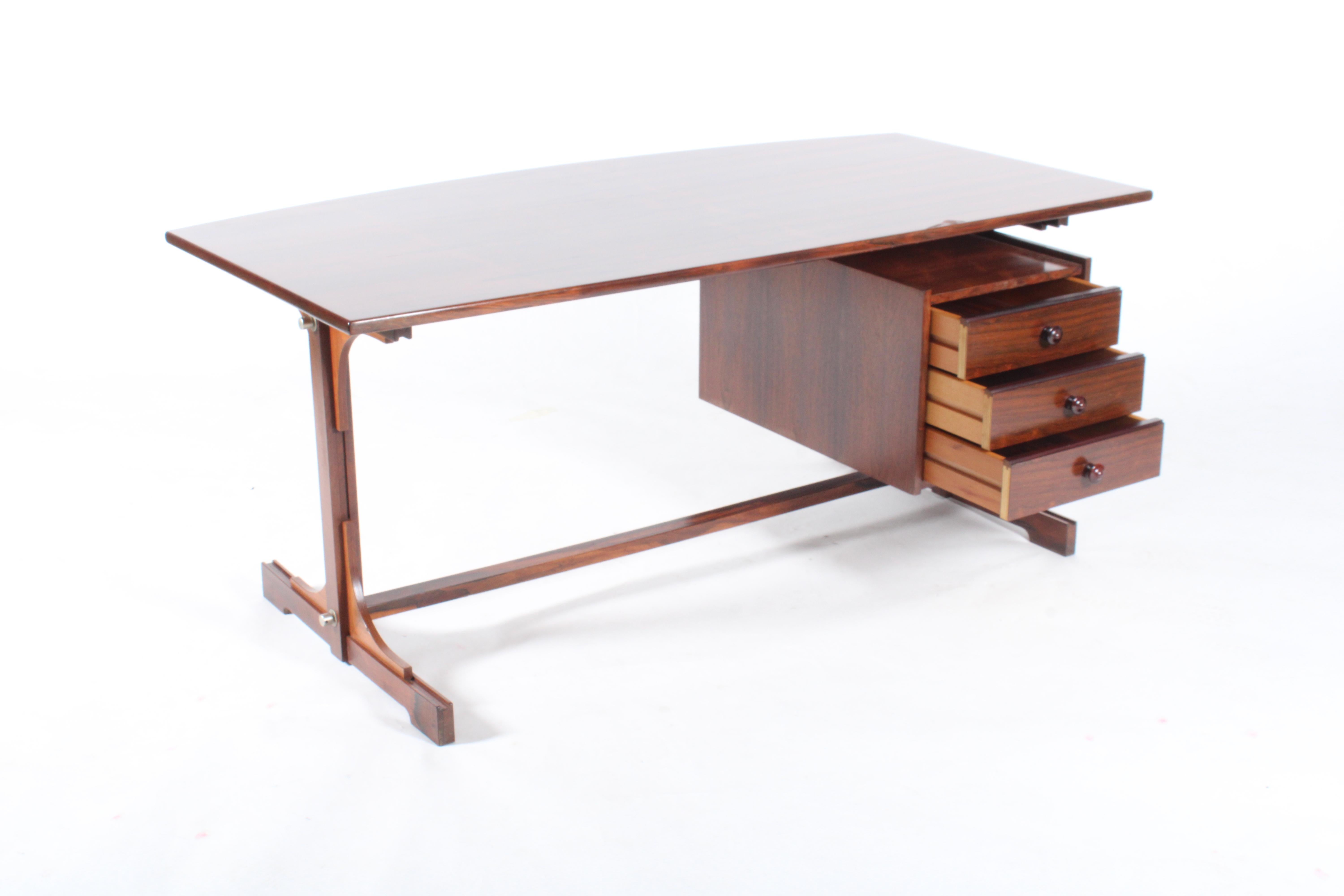 Incredible Mid Century Italian Curved Top Desk By Bernini 7