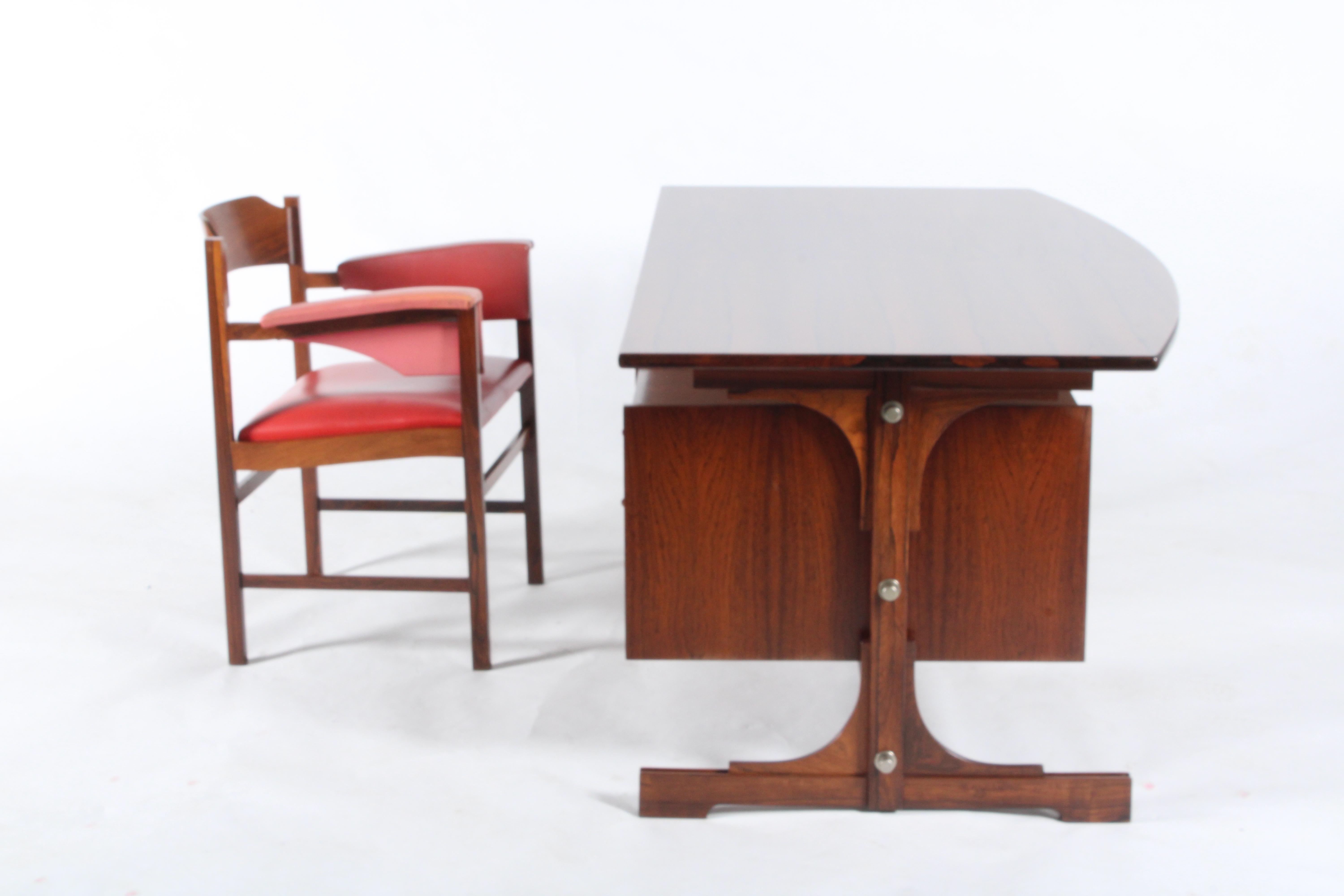 Incredible Mid Century Italian Curved Top Desk By Bernini 12