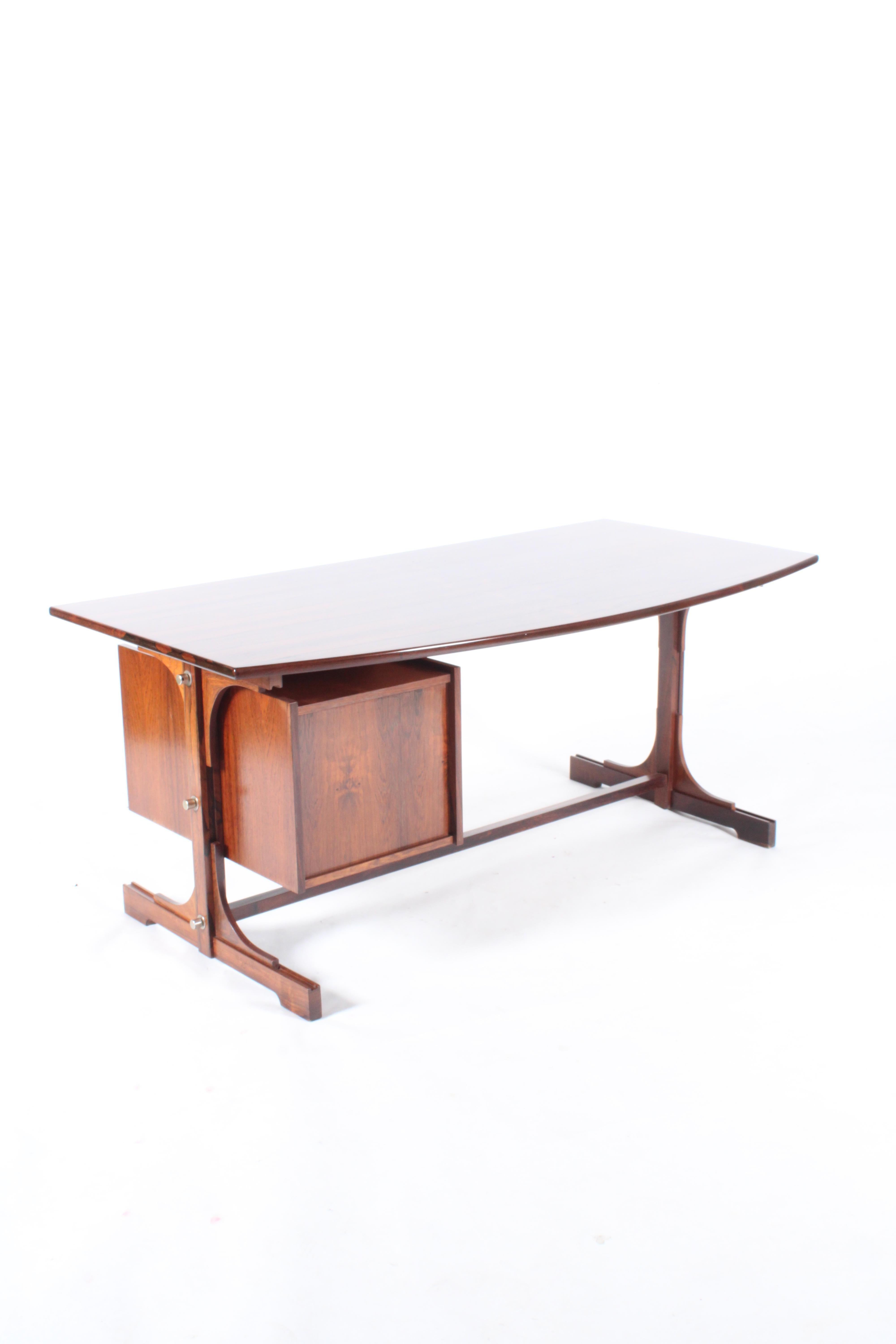 Hand-Crafted Incredible Mid Century Italian Curved Top Desk By Bernini  For Sale