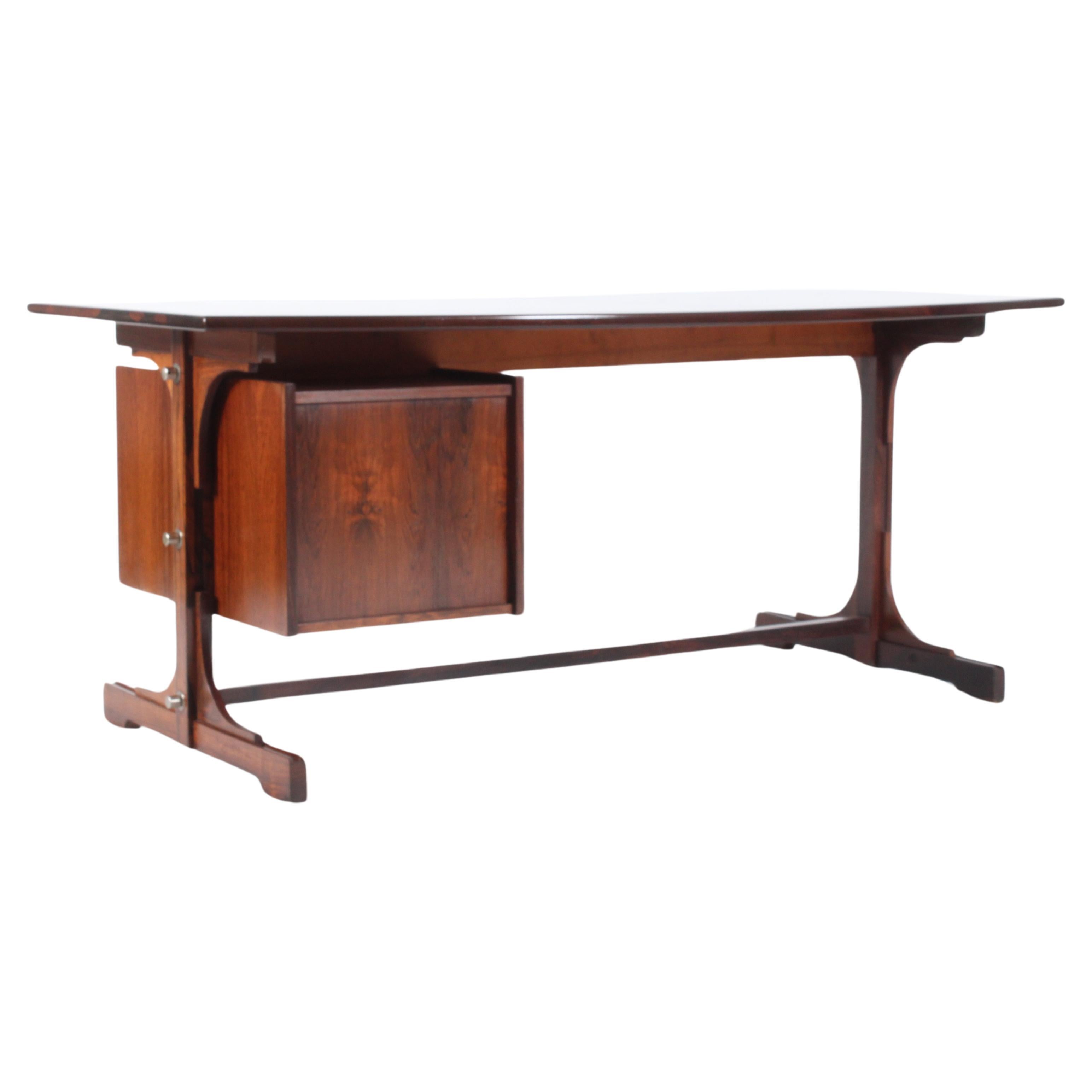 Incredible Mid Century Italian Curved Top Desk By Bernini  For Sale