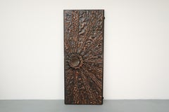 Mid-Century Heavy and Large Brutalist Copper Sunburst Door and Oversized Handle