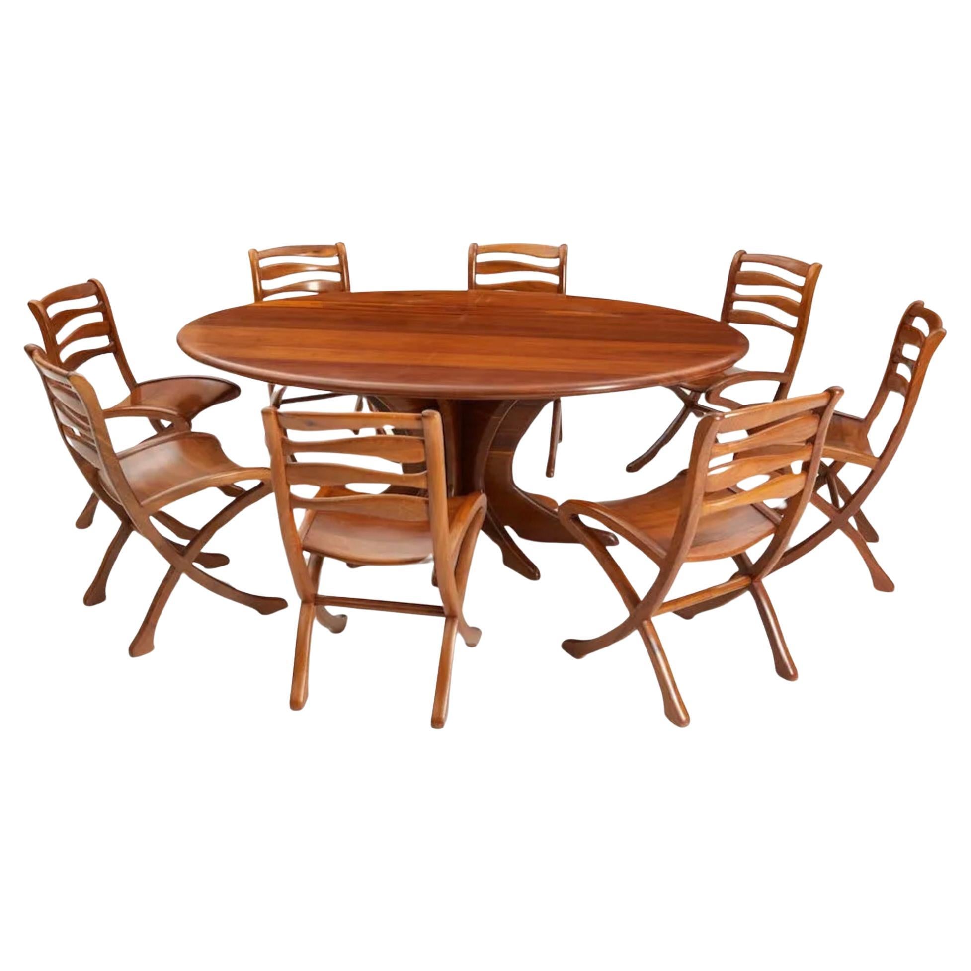 Stupefacente set da pranzo scolpito in stile Midcentury Modern