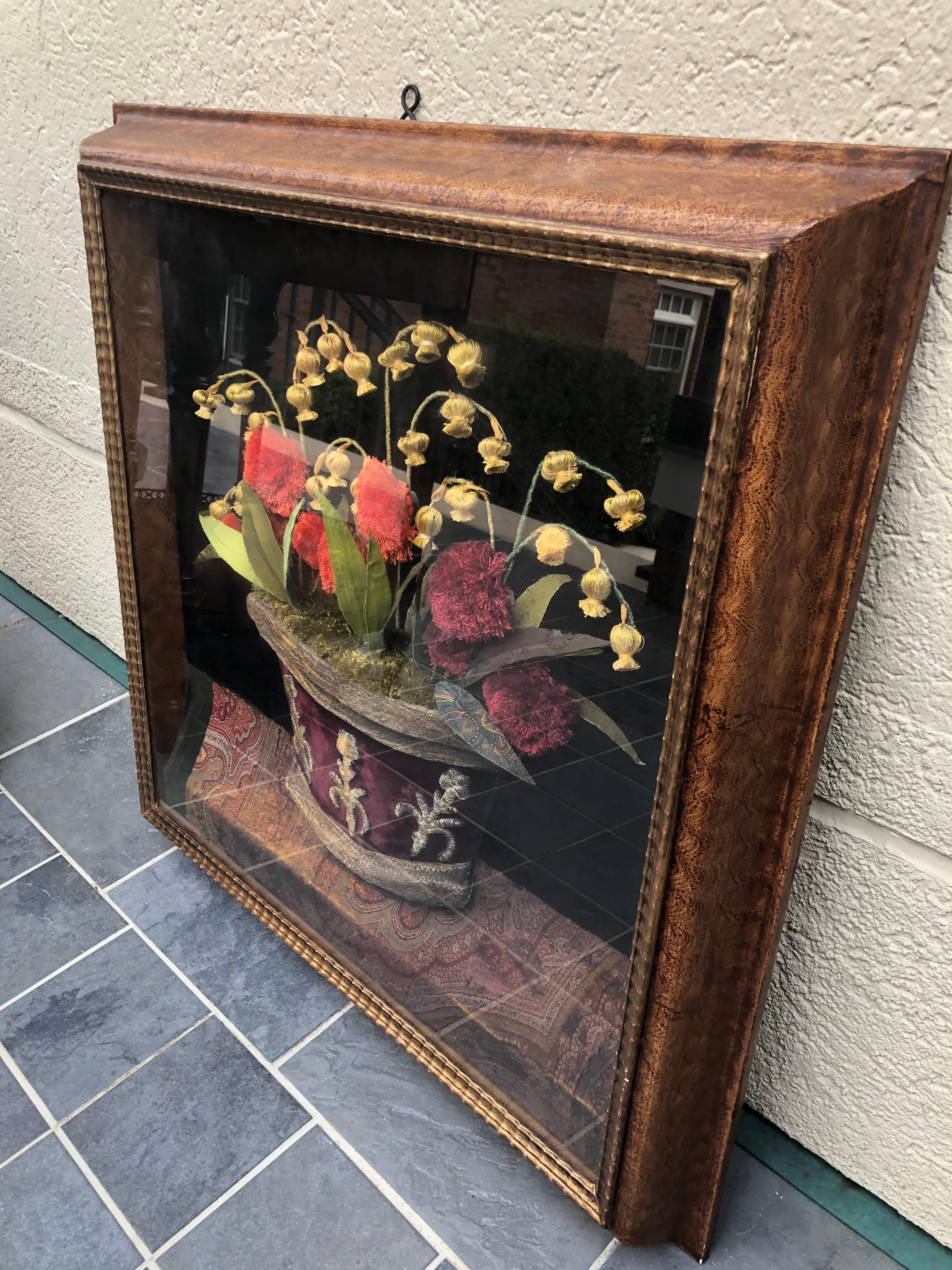 Unique Mixed Media Shadow Box flower botanical Art frame by Patrizia Medail

Showstopper large shadow box botanical framed artwork by Italian artist Patrizia Medail.  The artist’s works are created with antique fabric fragments and other mixed media
