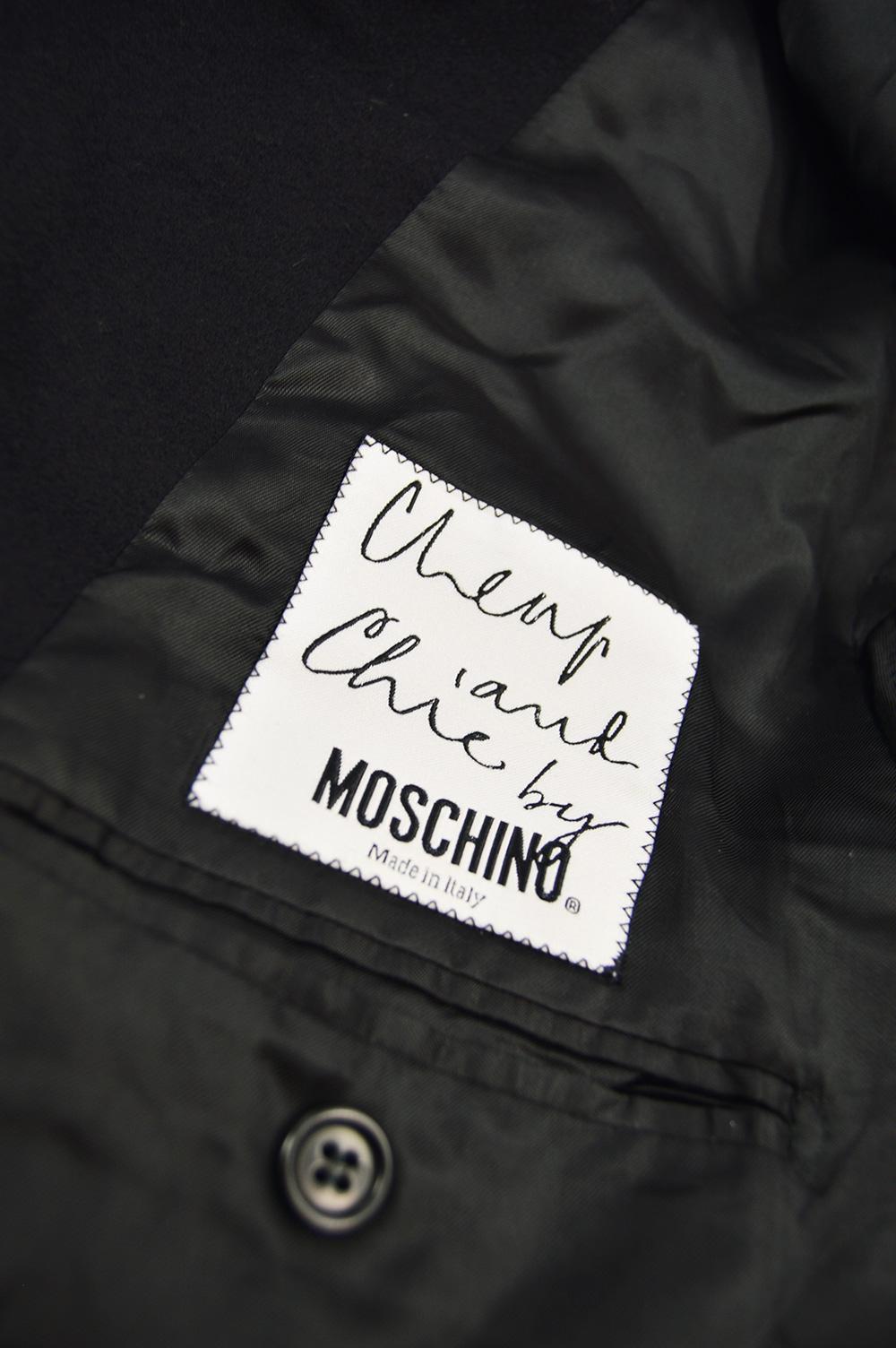 Incredible Moschino Men's Vintage Fringed Black Wool Blazer Jacket, 1990s 5