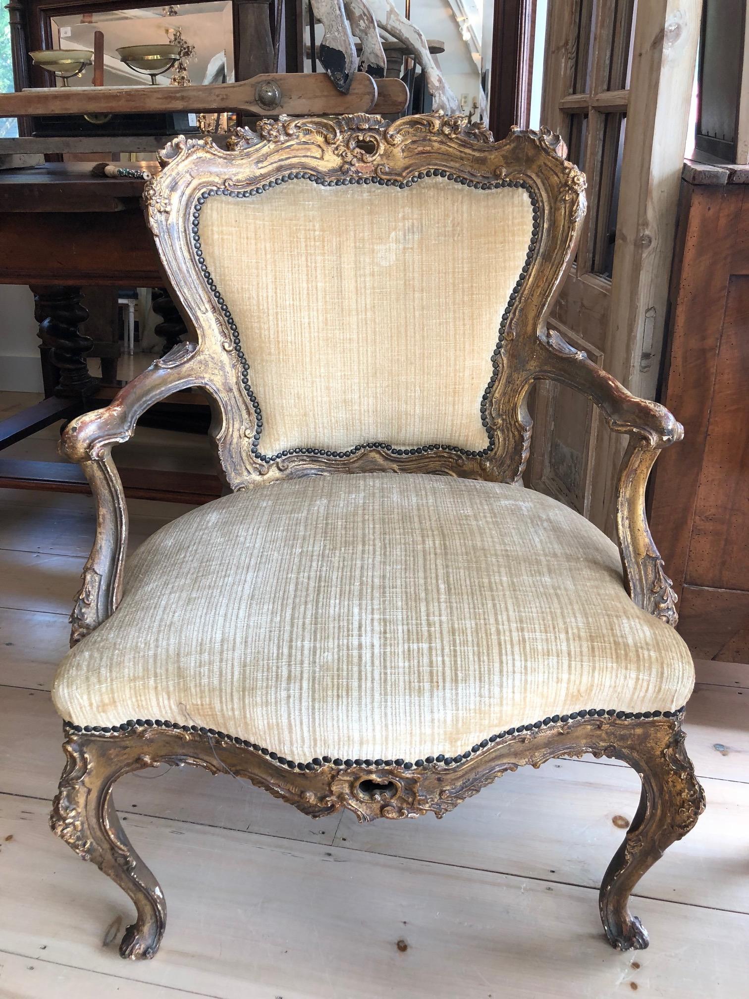 Incredible Museum Quality Pair of Lacquer and Giltwood Carved French Armchairs 6