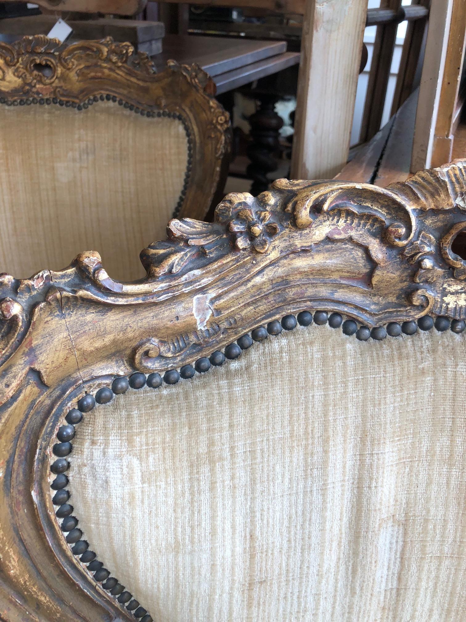 Incredible Museum Quality Pair of Lacquer and Giltwood Carved French Armchairs 3