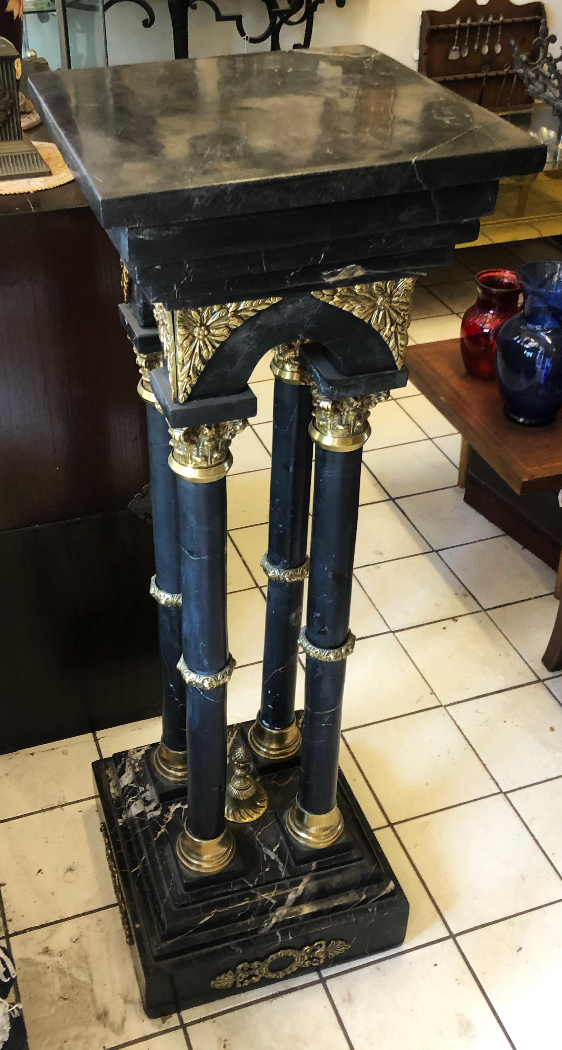 Incredible Neo Classical Marble and Bronze Pedestal For Sale 4