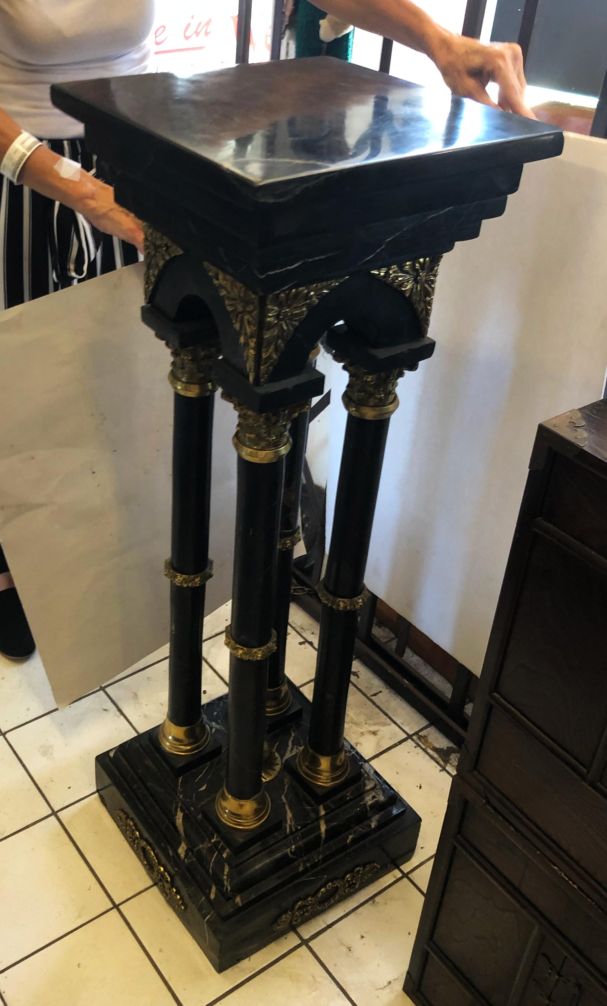 Incredible Neo Classical Marble and Bronze Pedestal For Sale 9