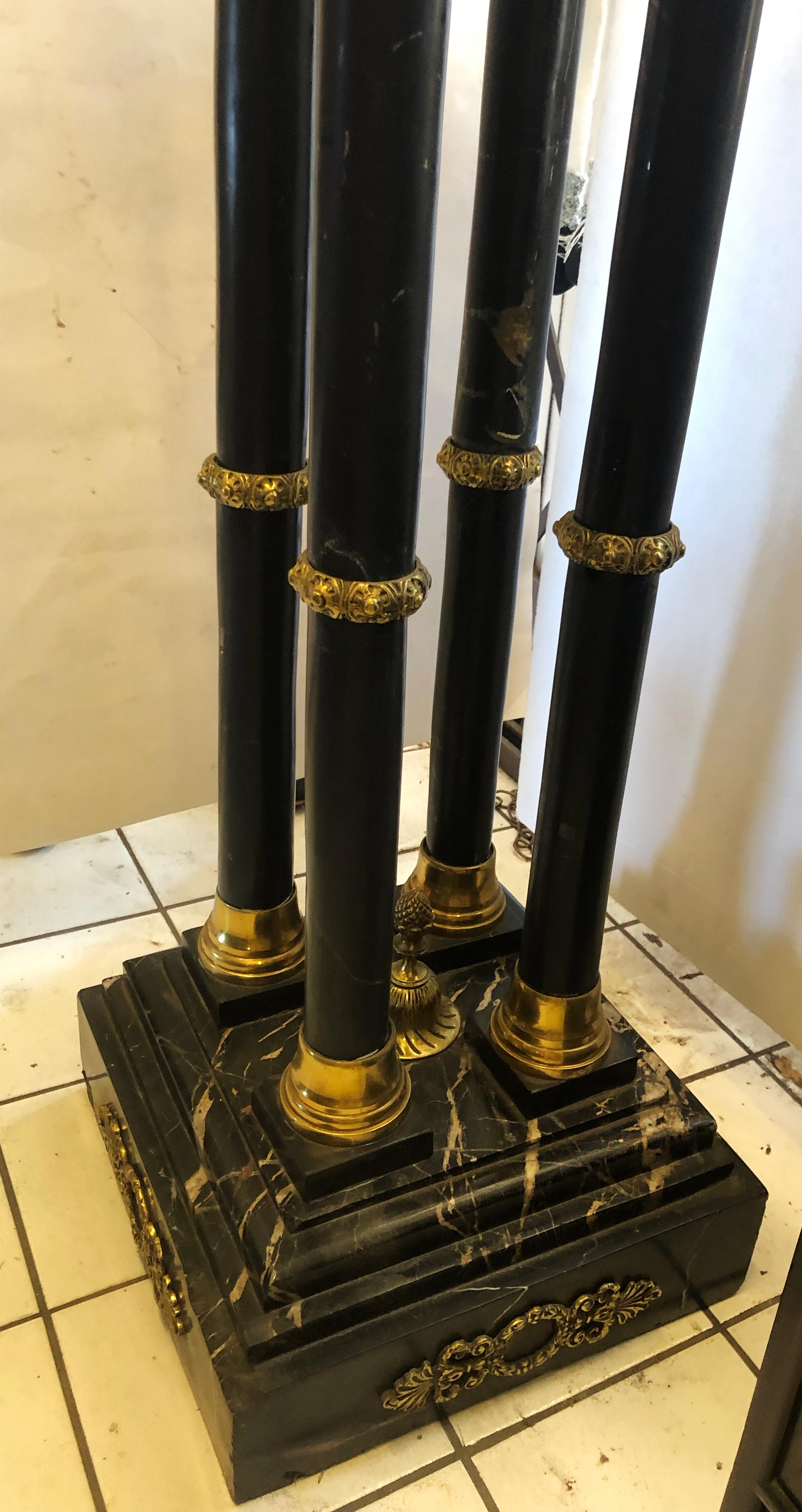 Neoclassical Incredible Neo Classical Marble and Bronze Pedestal For Sale