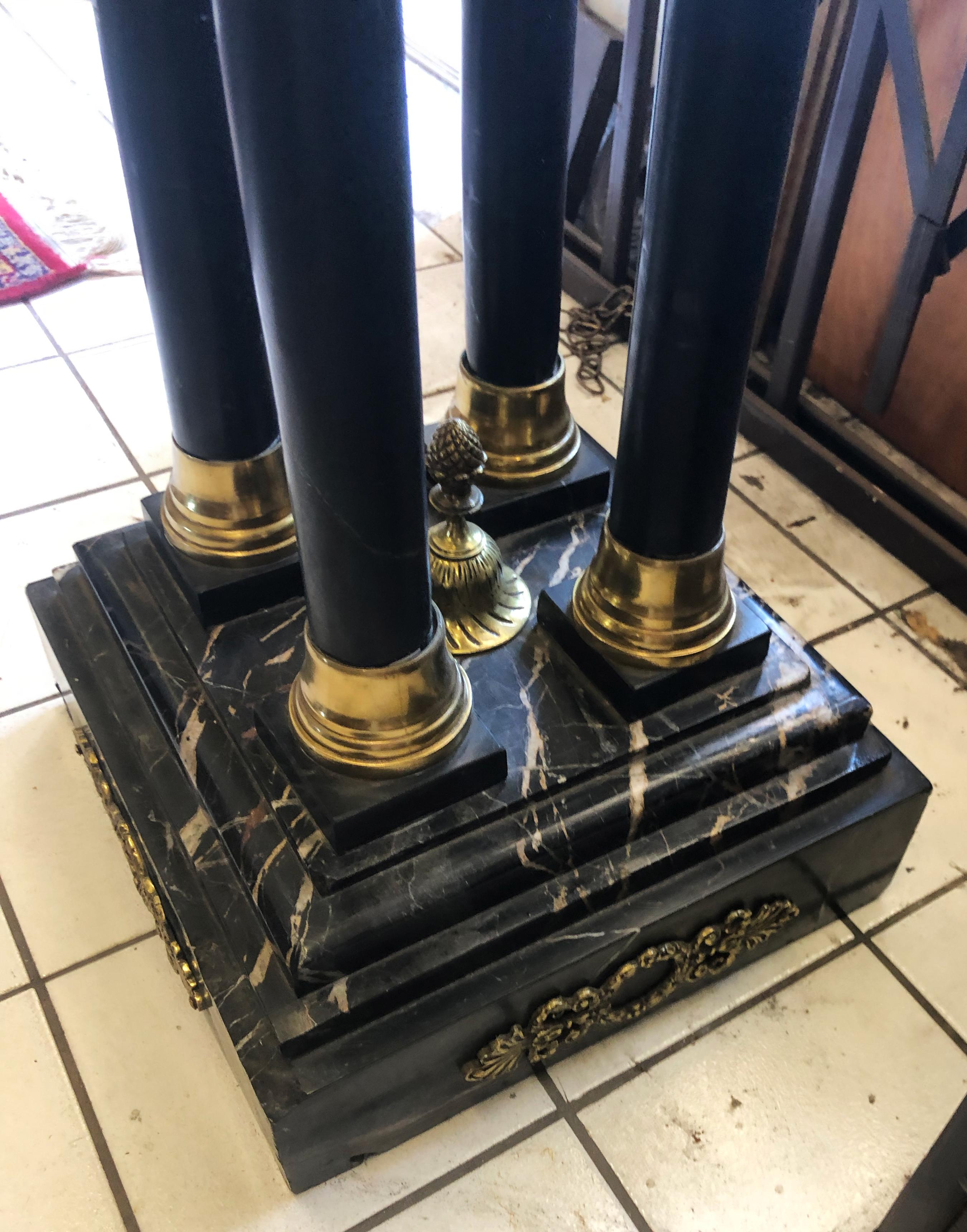 French Incredible Neo Classical Marble and Bronze Pedestal For Sale