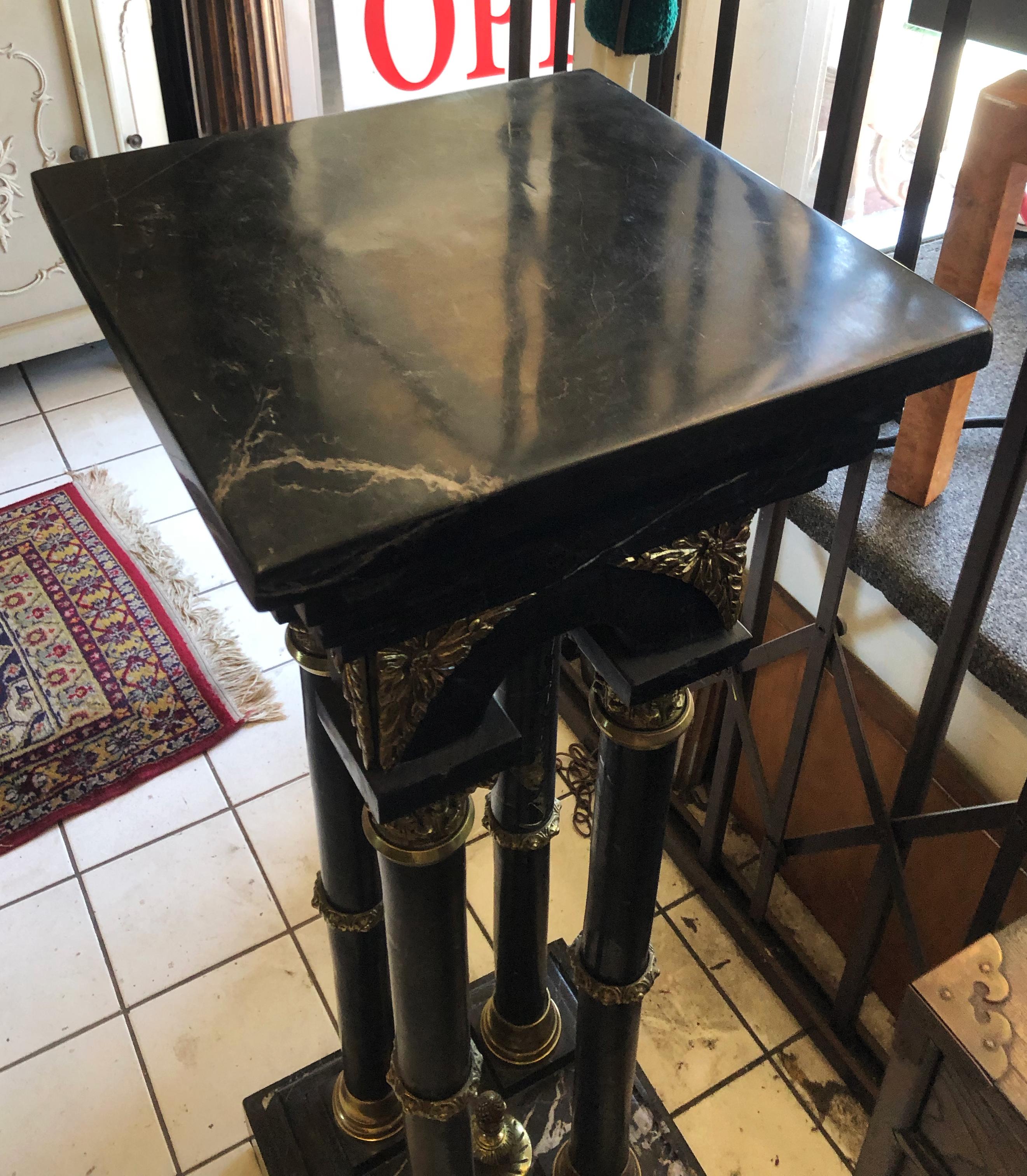 Incredible Neo Classical Marble and Bronze Pedestal In Fair Condition For Sale In Culver City, CA