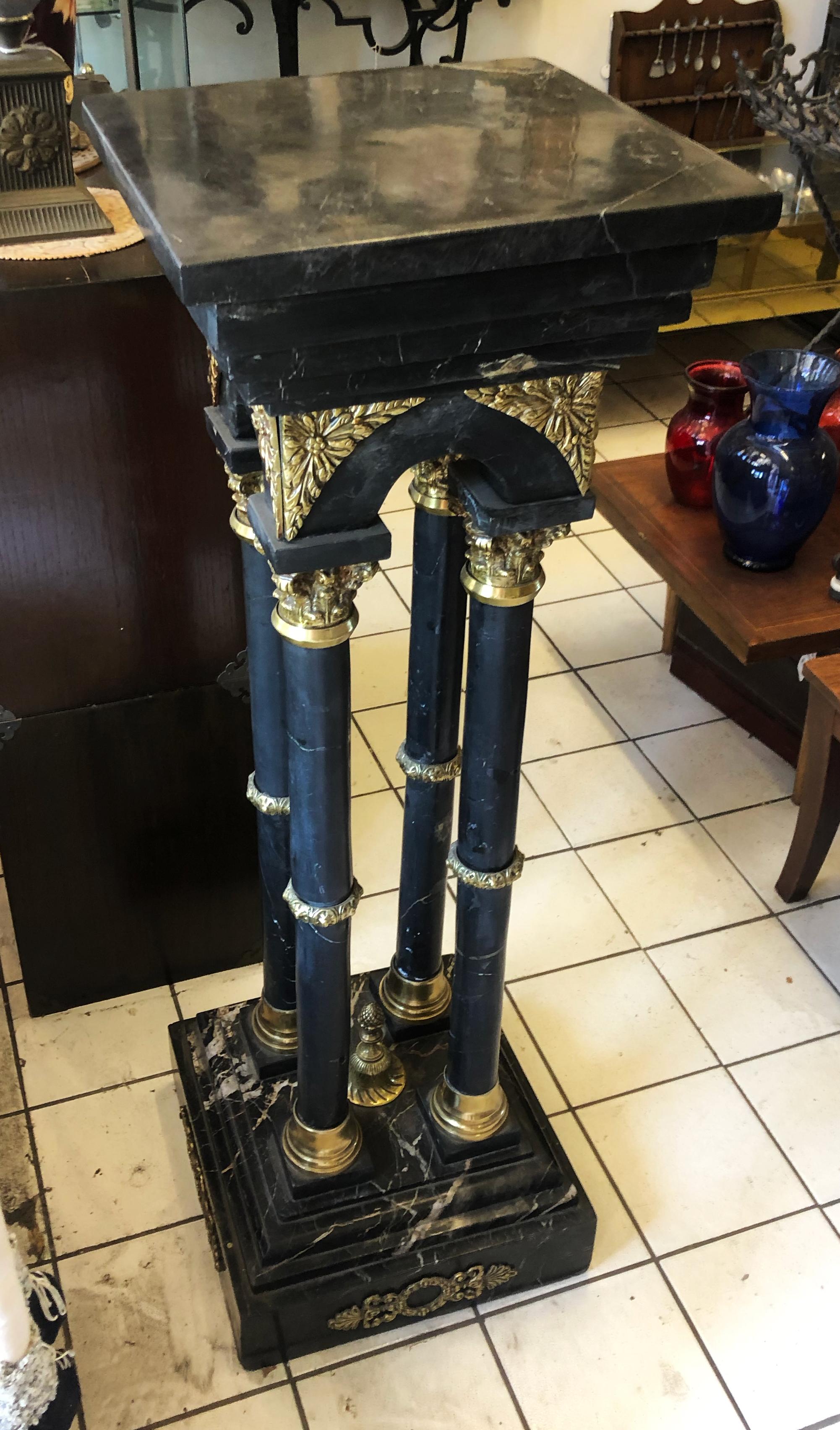 Incredible Neo Classical Marble and Bronze Pedestal For Sale 3