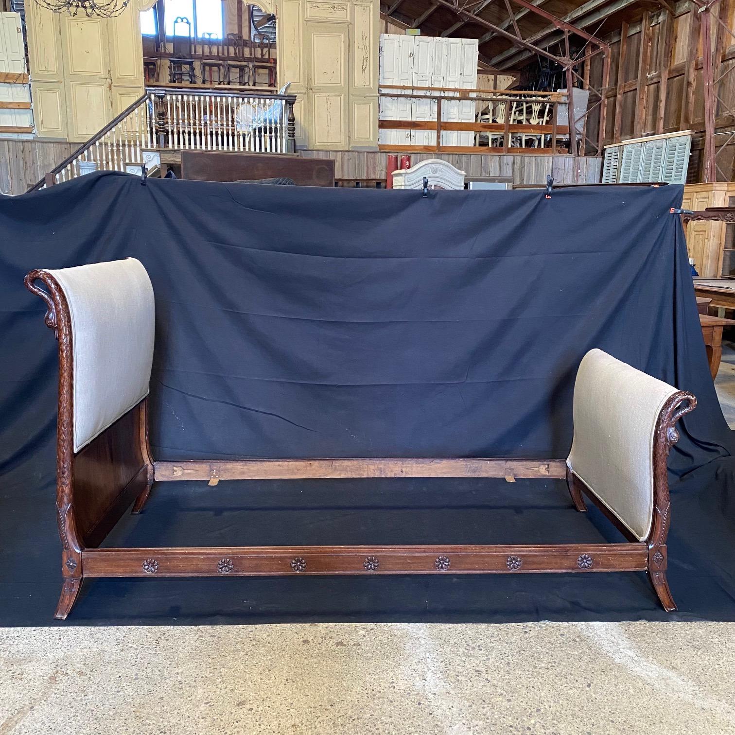 Incredible Neoclassical French Empire Swan Neck Daybed or Single Bed 9