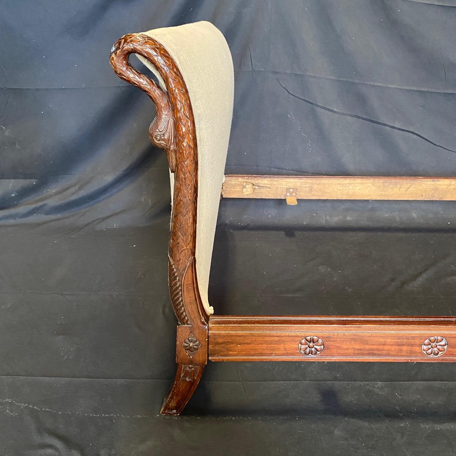 Early 20th Century Incredible Neoclassical French Empire Swan Neck Daybed or Single Bed For Sale