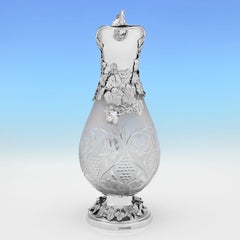 Incredible oversized sterling silver claret jug made in 2001 by C. J. Vander