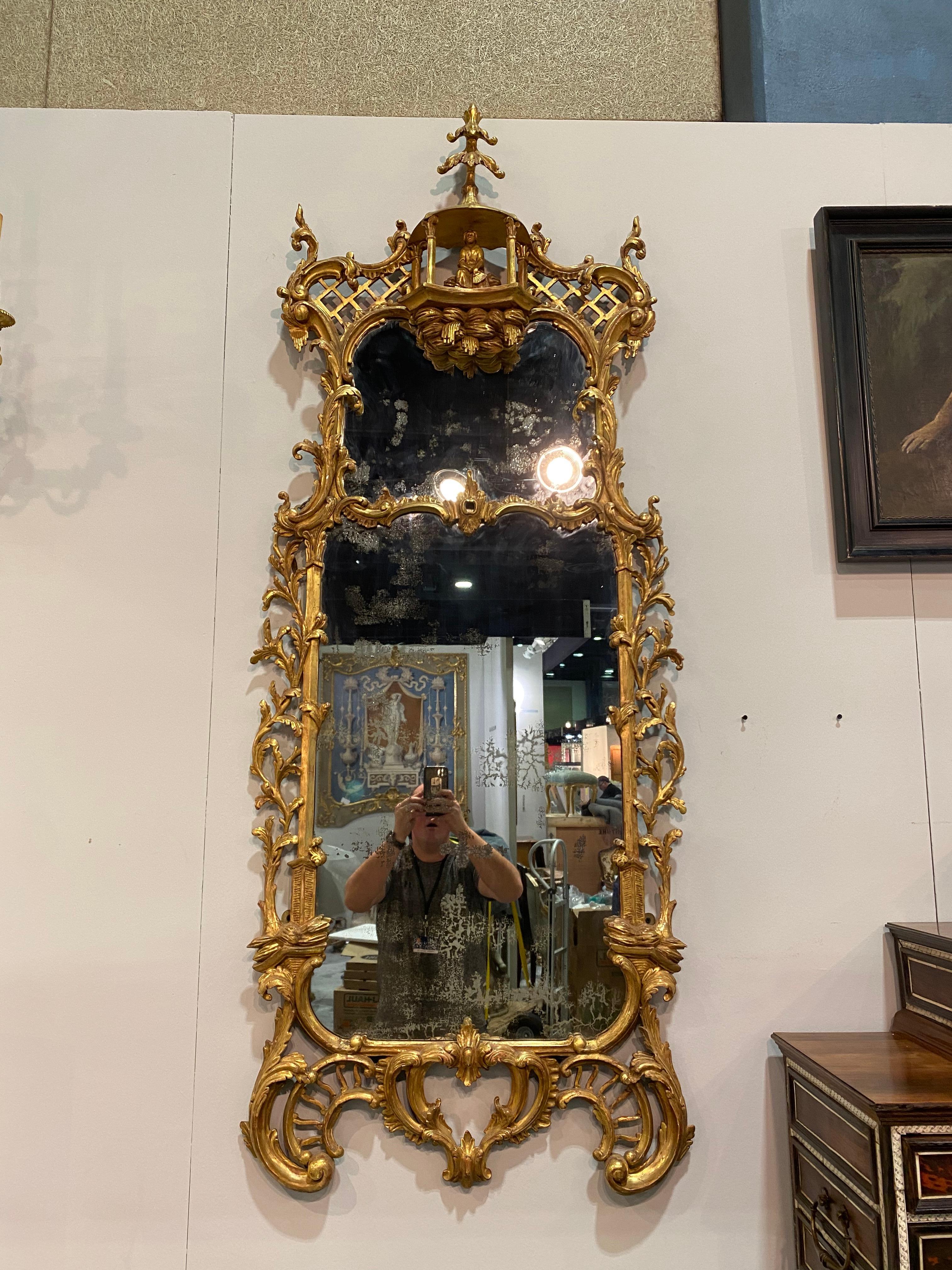 Incredible Pair 18th Century Georgian Chinese Chippendale Mirrors Florian Papp In Good Condition For Sale In Charleston, SC