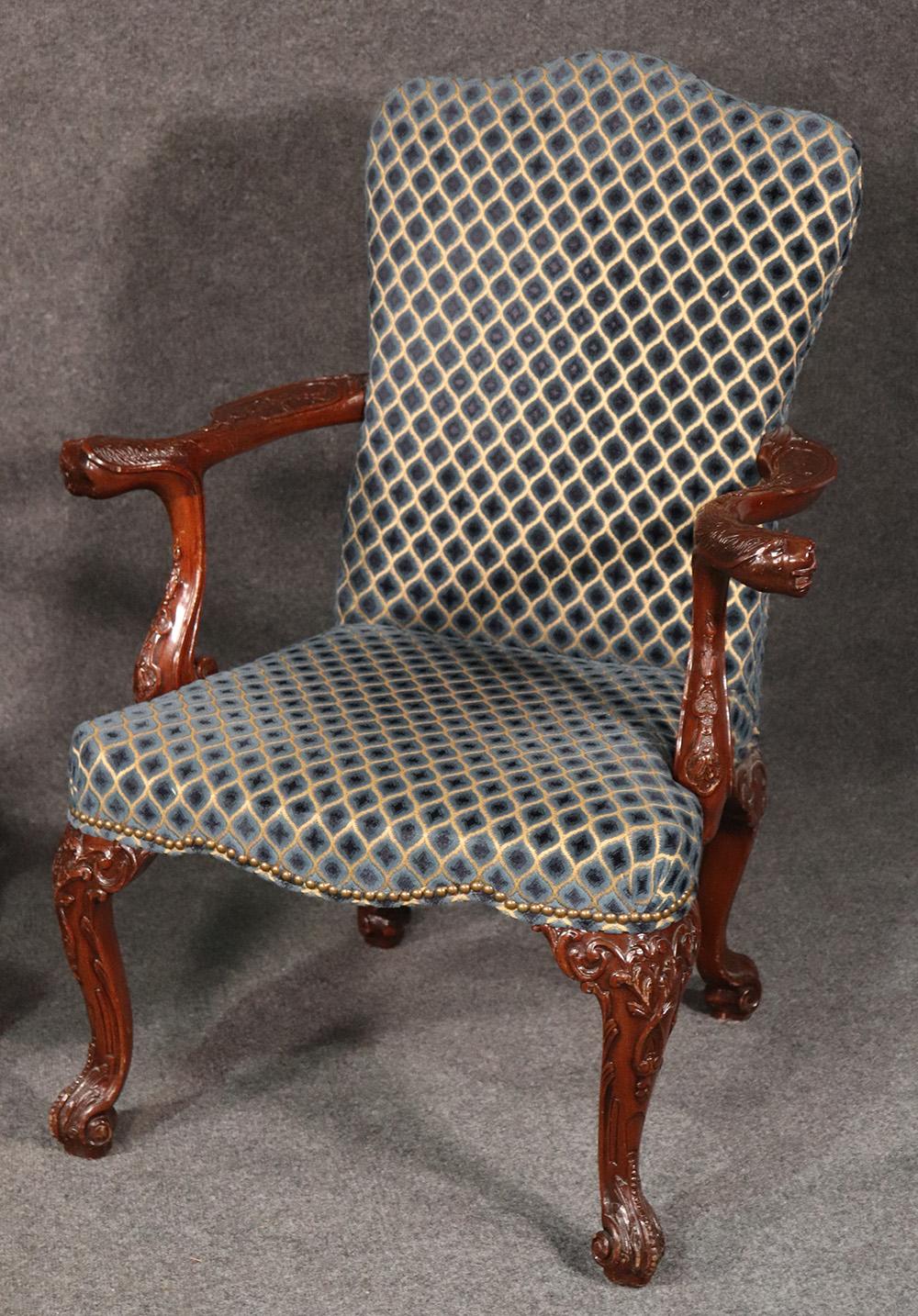 empire regency chairs with lions heads sntique