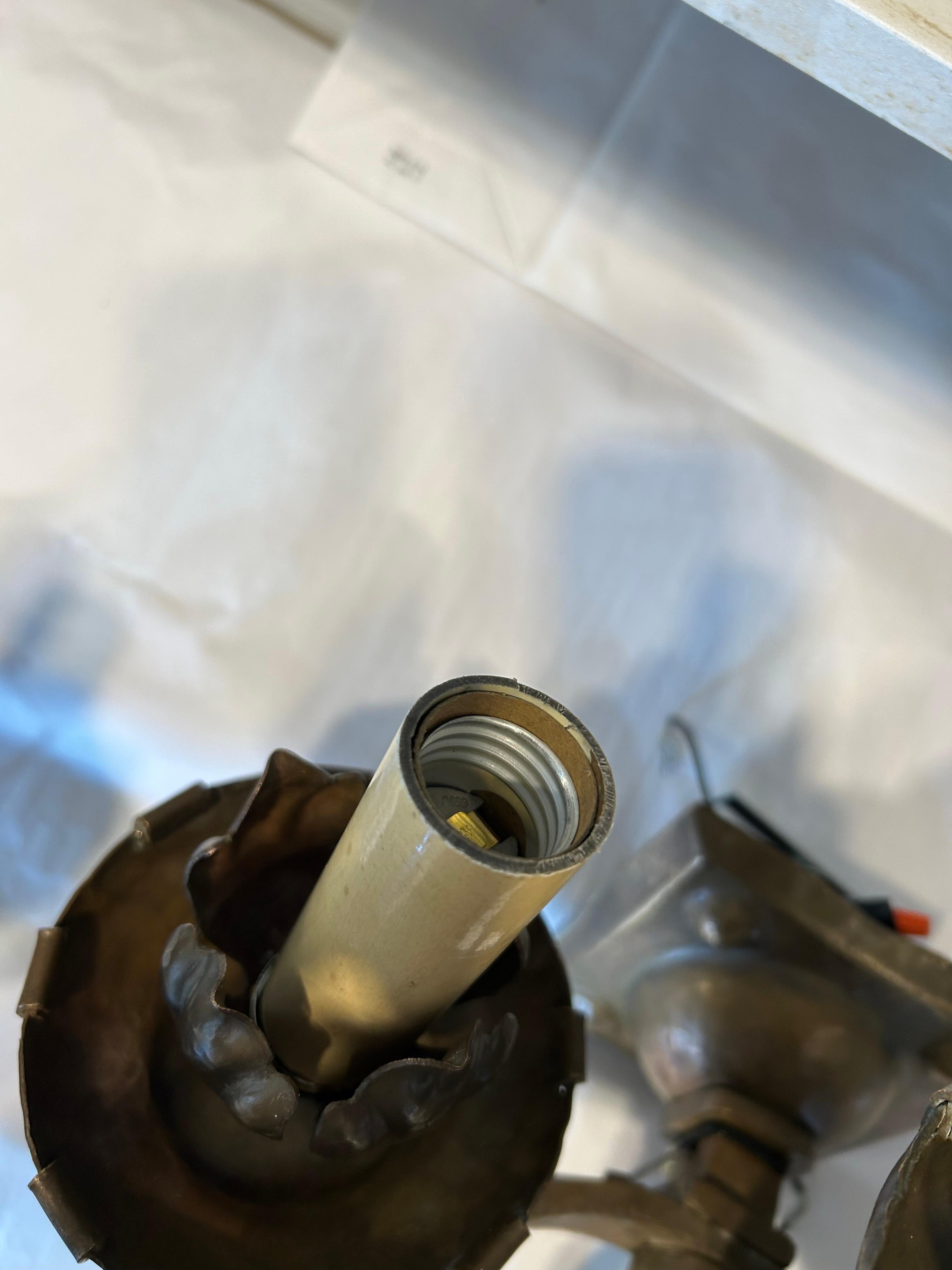 Incredible Pair of Antique French Heavy Bronze Gothic Sconces For Sale 9