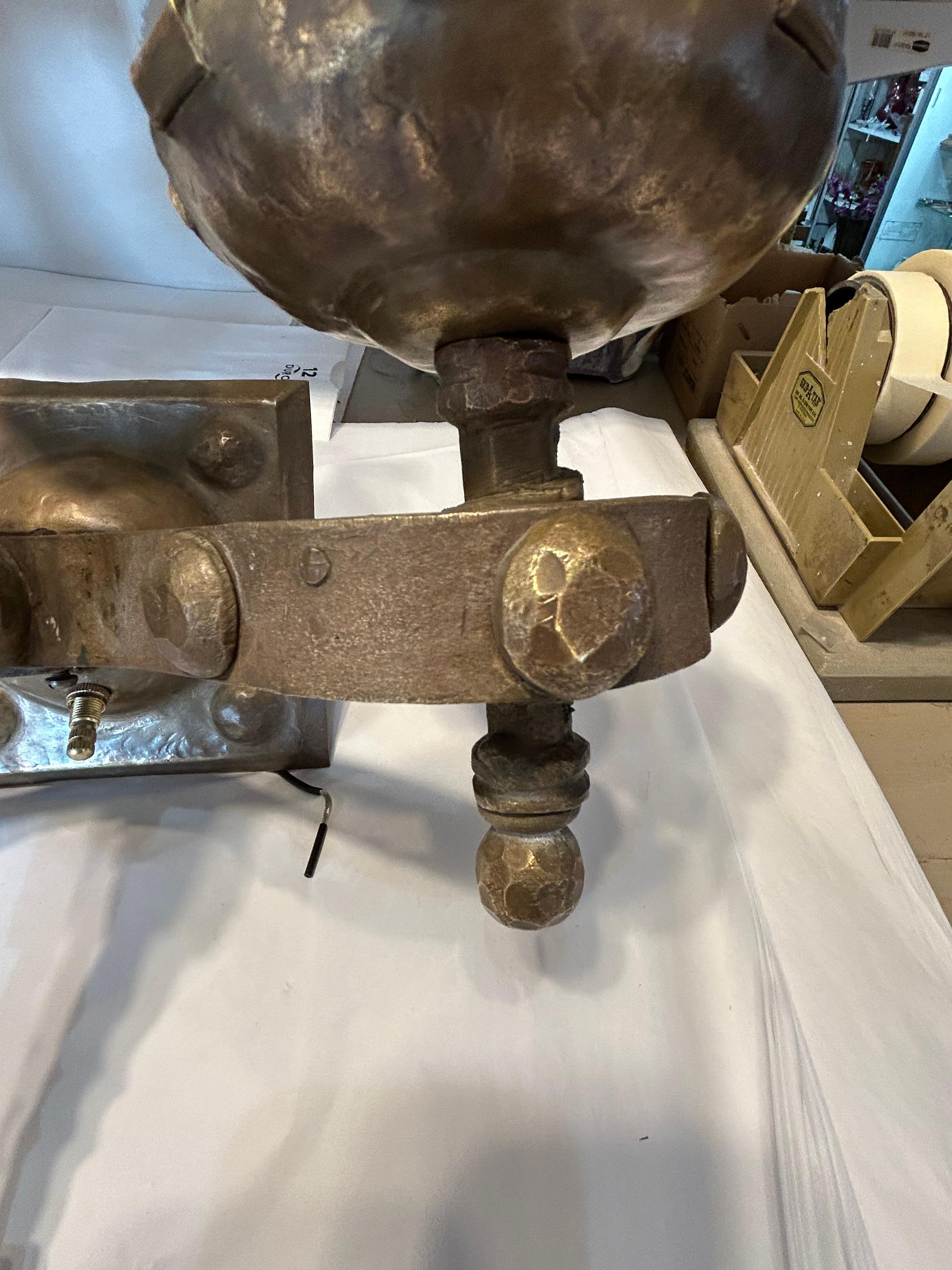 Incredible Pair of Antique French Heavy Bronze Gothic Sconces For Sale 1