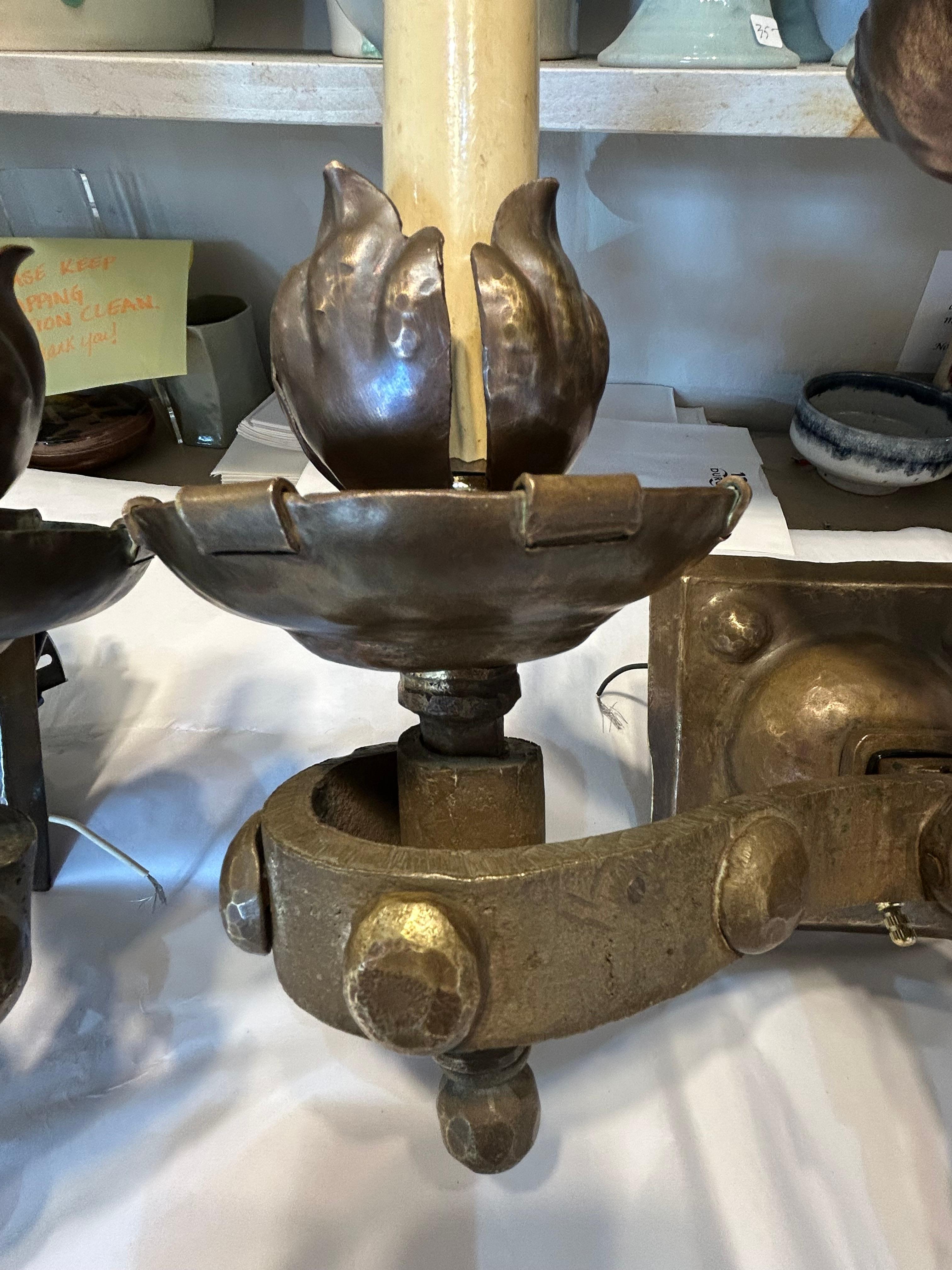 Incredible Pair of Antique French Heavy Bronze Gothic Sconces For Sale 3