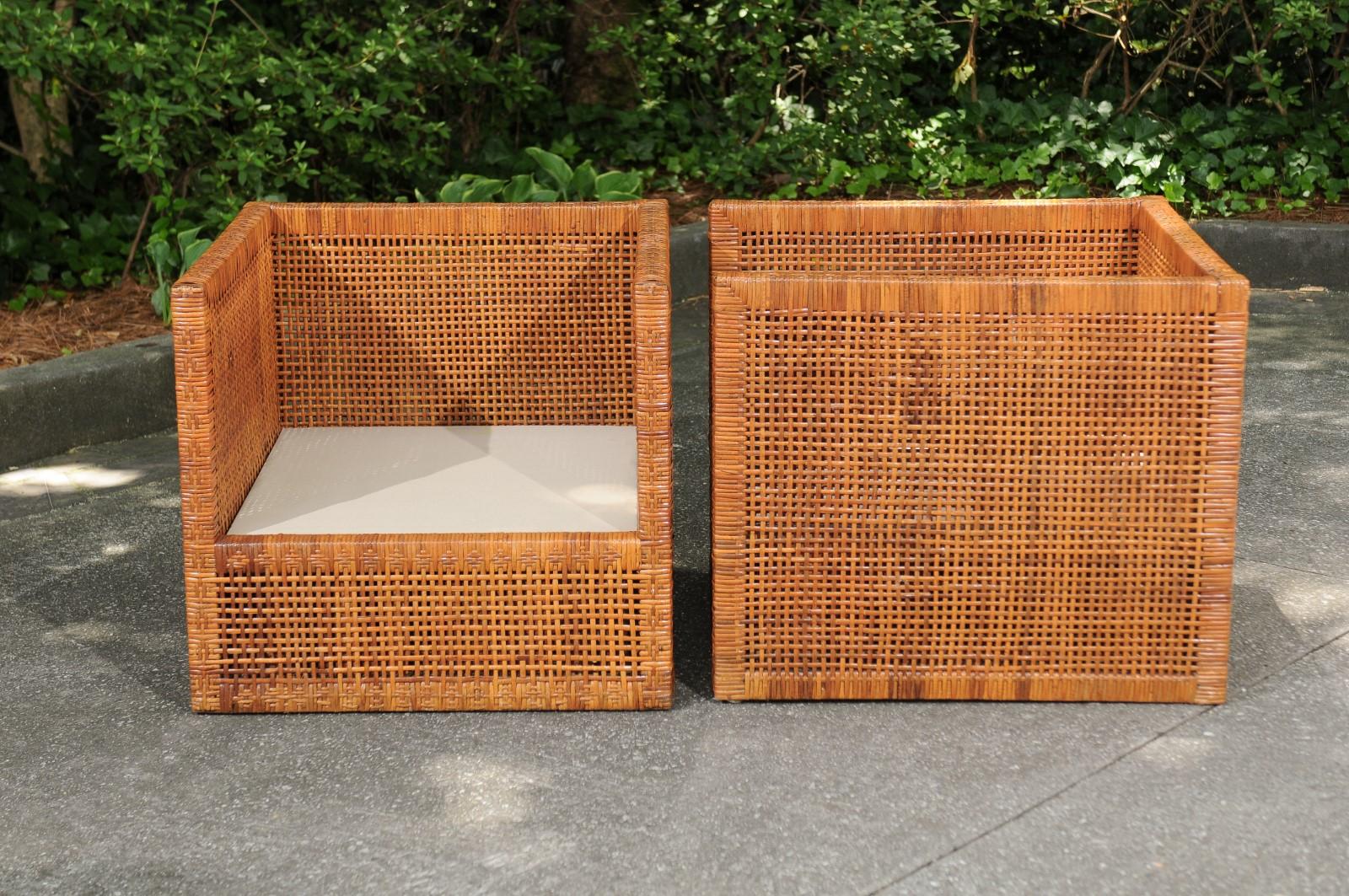 Incredible Pair of Caramel Cane Parsons Chairs by Danny Ho Fong, circa 1965 For Sale 8