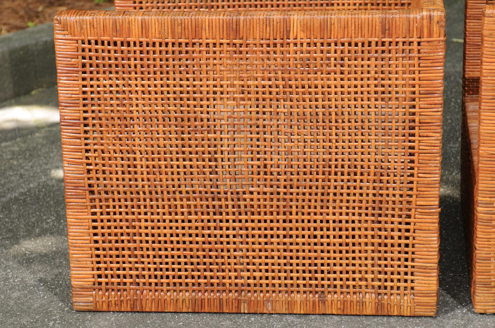 Incredibile coppia di sedie Parsons in canna caramellata di Danny Ho Fong, circa 1965 in vendita 10