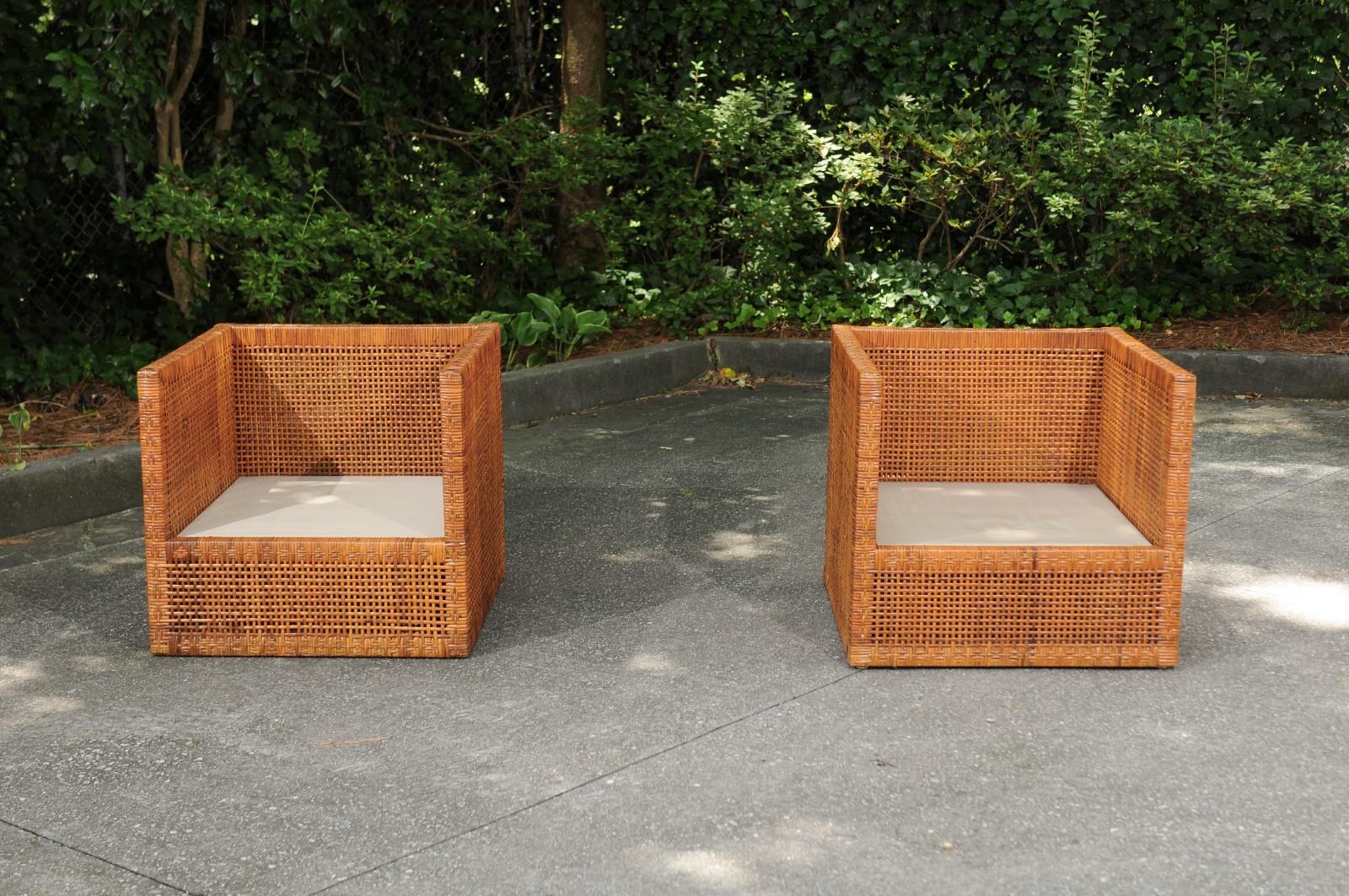 Incredible Pair of Caramel Cane Parsons Chairs by Danny Ho Fong, circa 1965 For Sale 11