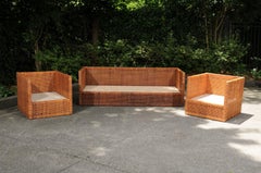 Incredible Pair of Caramel Cane Parsons Chairs by Danny Ho Fong, circa 1965