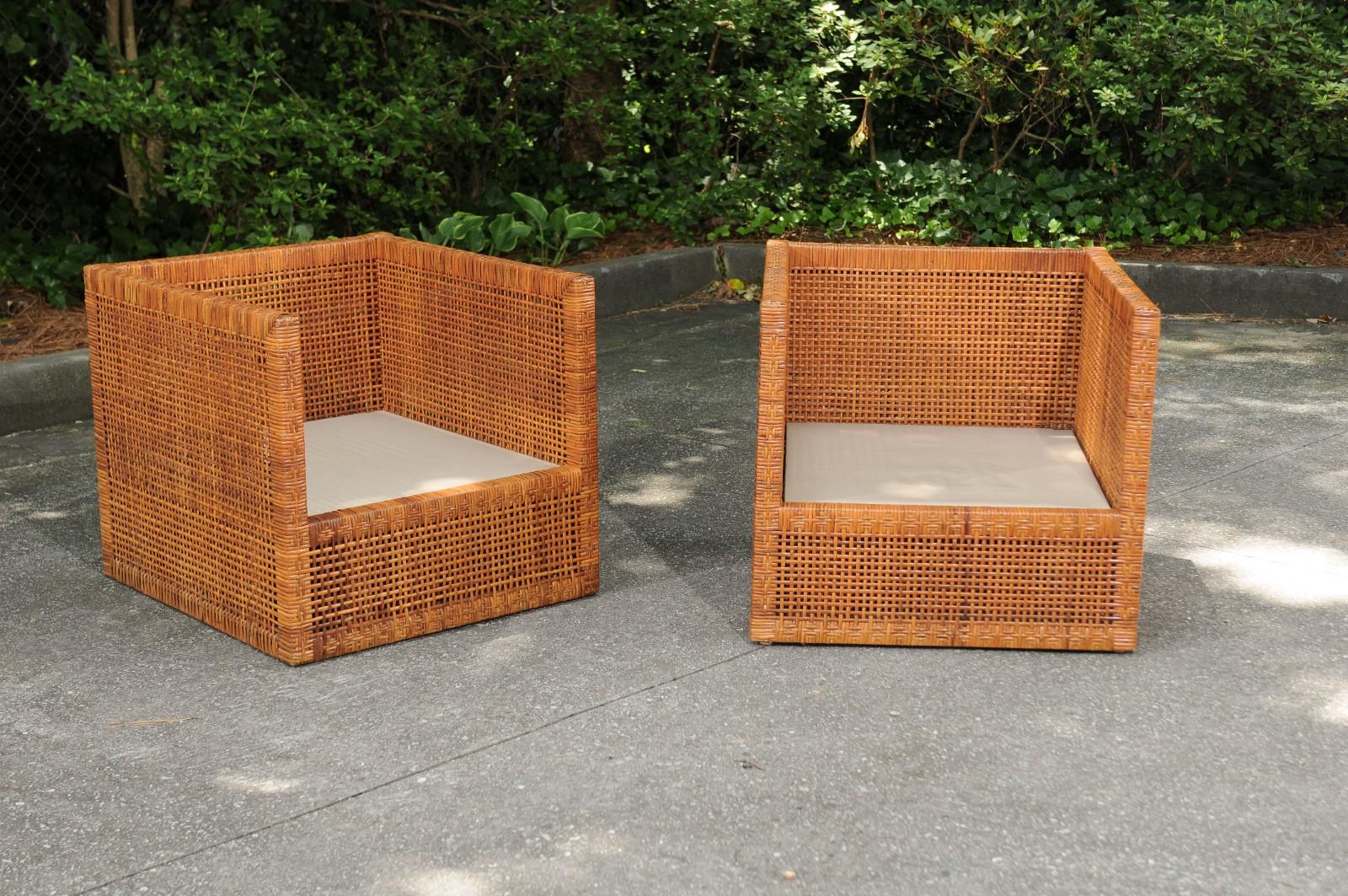 Unglaubliches Paar Caramel Cane Parsons Chairs von Danny Ho Fong:: um 1965 (Moderne der Mitte des Jahrhunderts) im Angebot