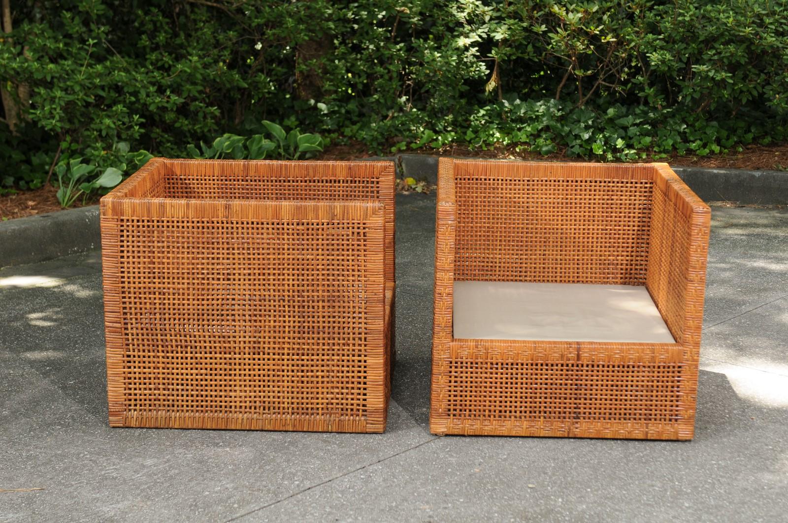 Incredible Pair of Caramel Cane Parsons Chairs by Danny Ho Fong, circa 1965 For Sale 1